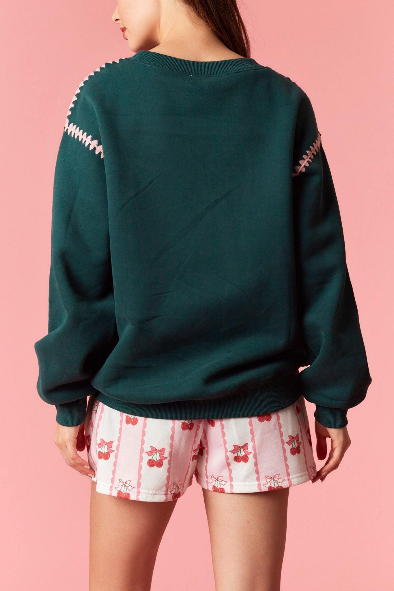 Jolly Contrast Stitching Sweatshirt