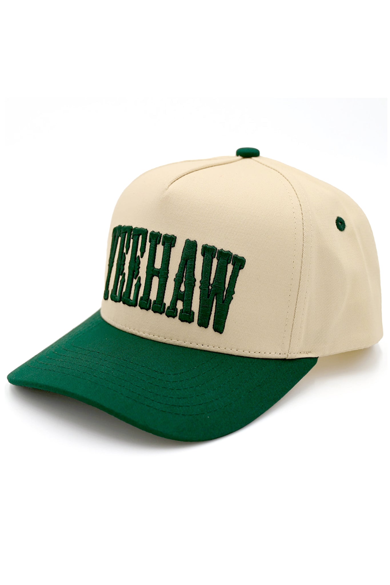 Yeehaw Two-Tone Trucker Hat in Dark Green