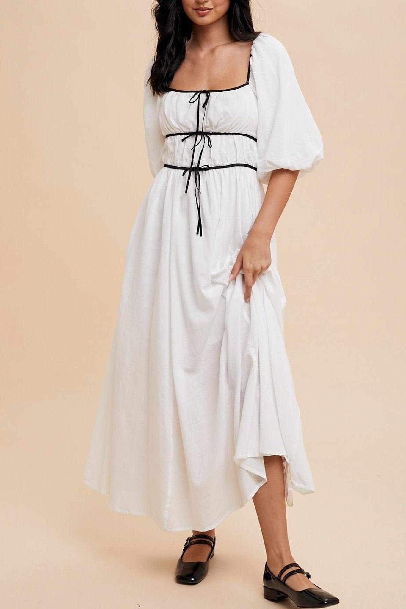 Gia Contrast Velvet Bow Maxi Dress