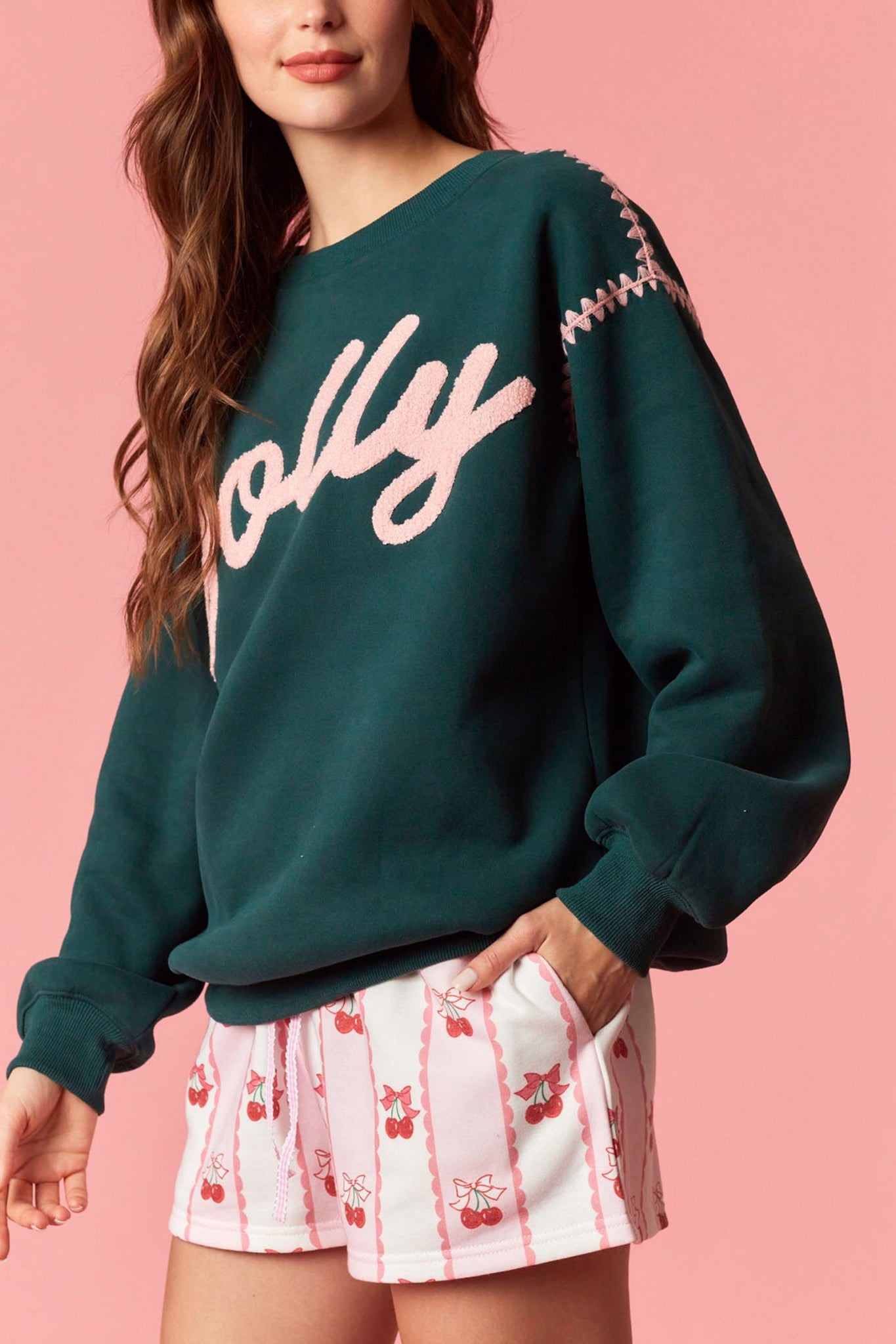 Jolly Contrast Stitching Sweatshirt