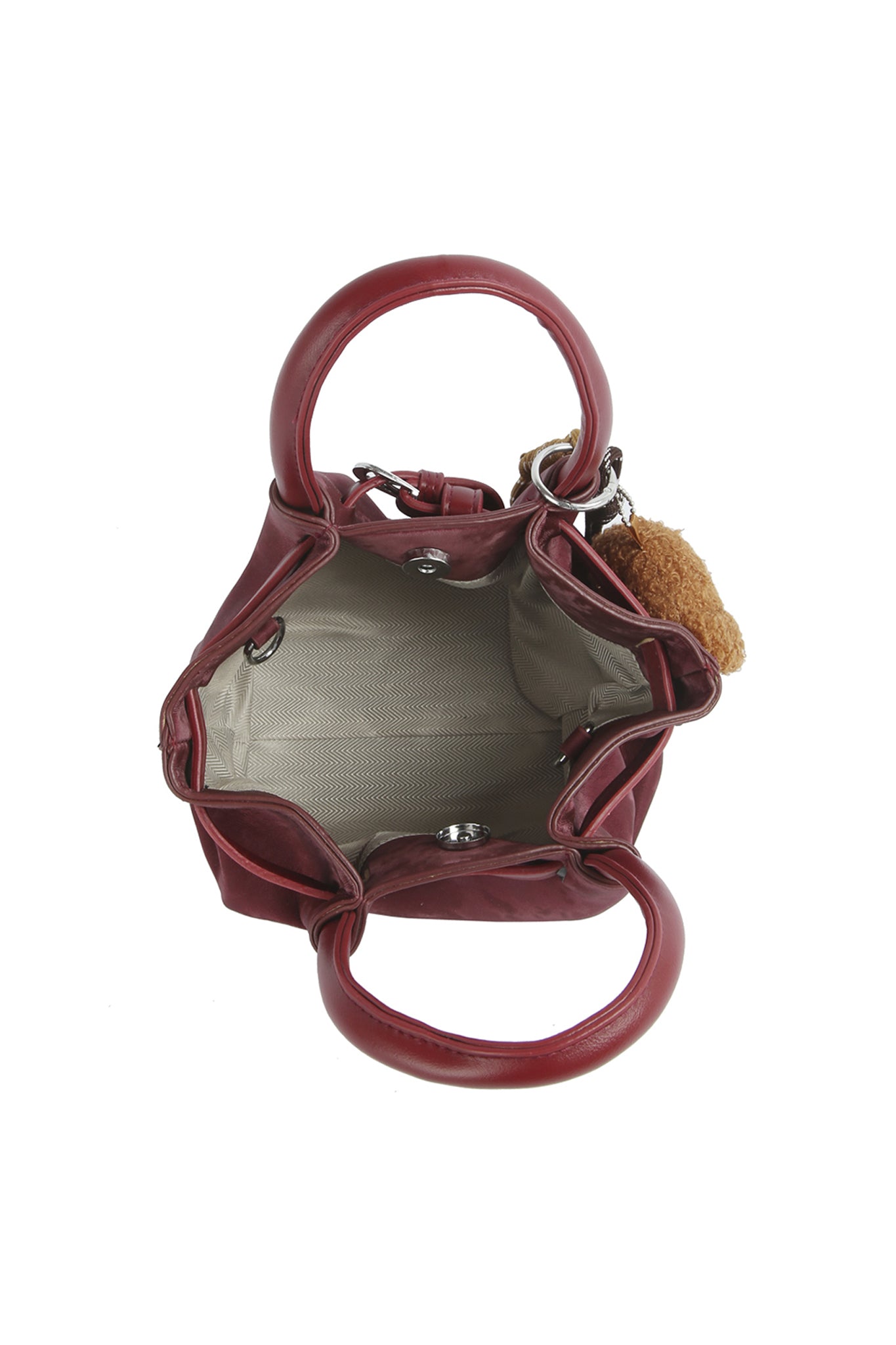 Satchel with Bag Charms in Burgundy