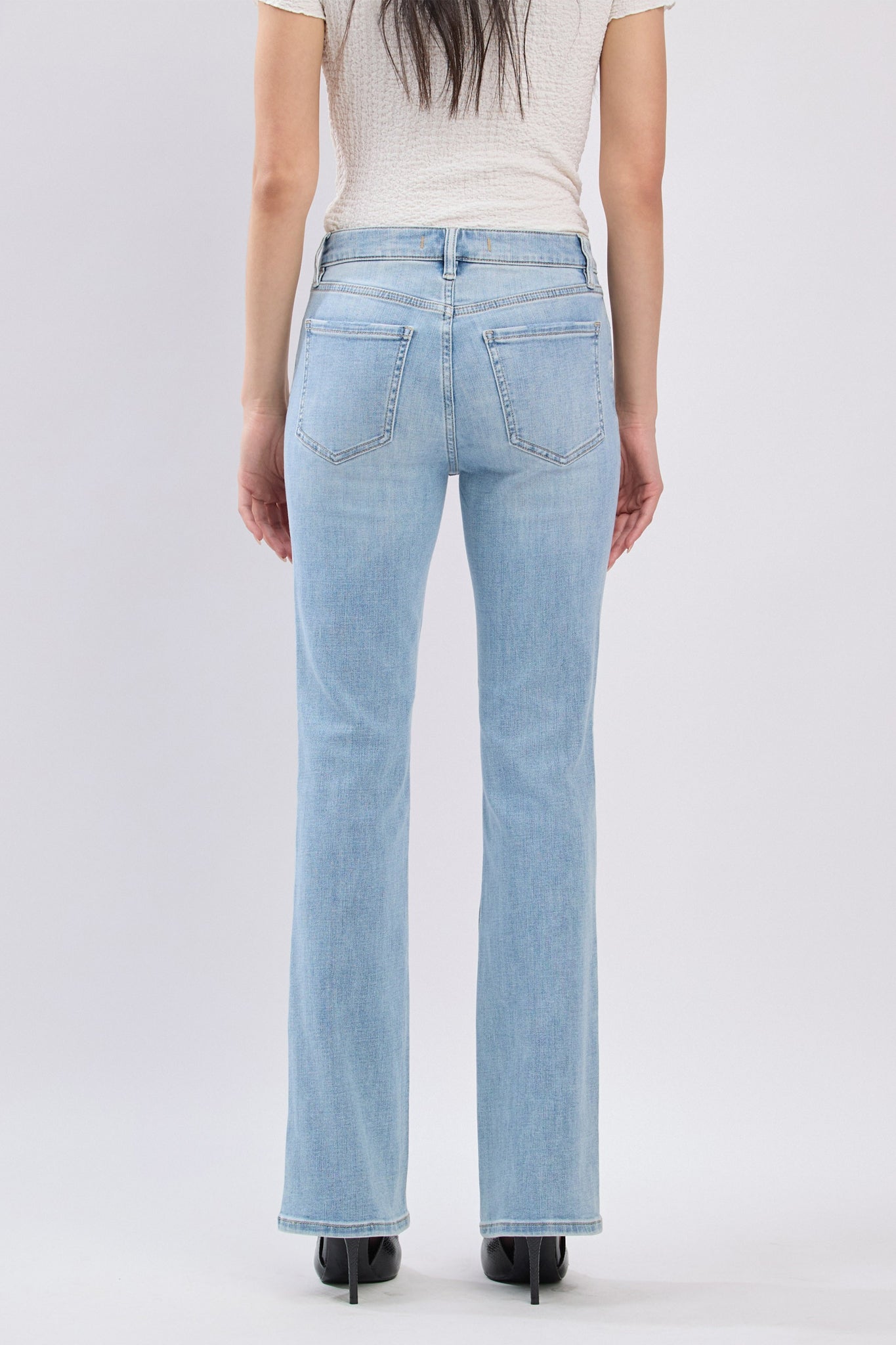 Larrea Cove Eunina Imogen bootcut jeans in drift, offering a relaxed fit with a boho coastal vibe, perfect for any style journey.