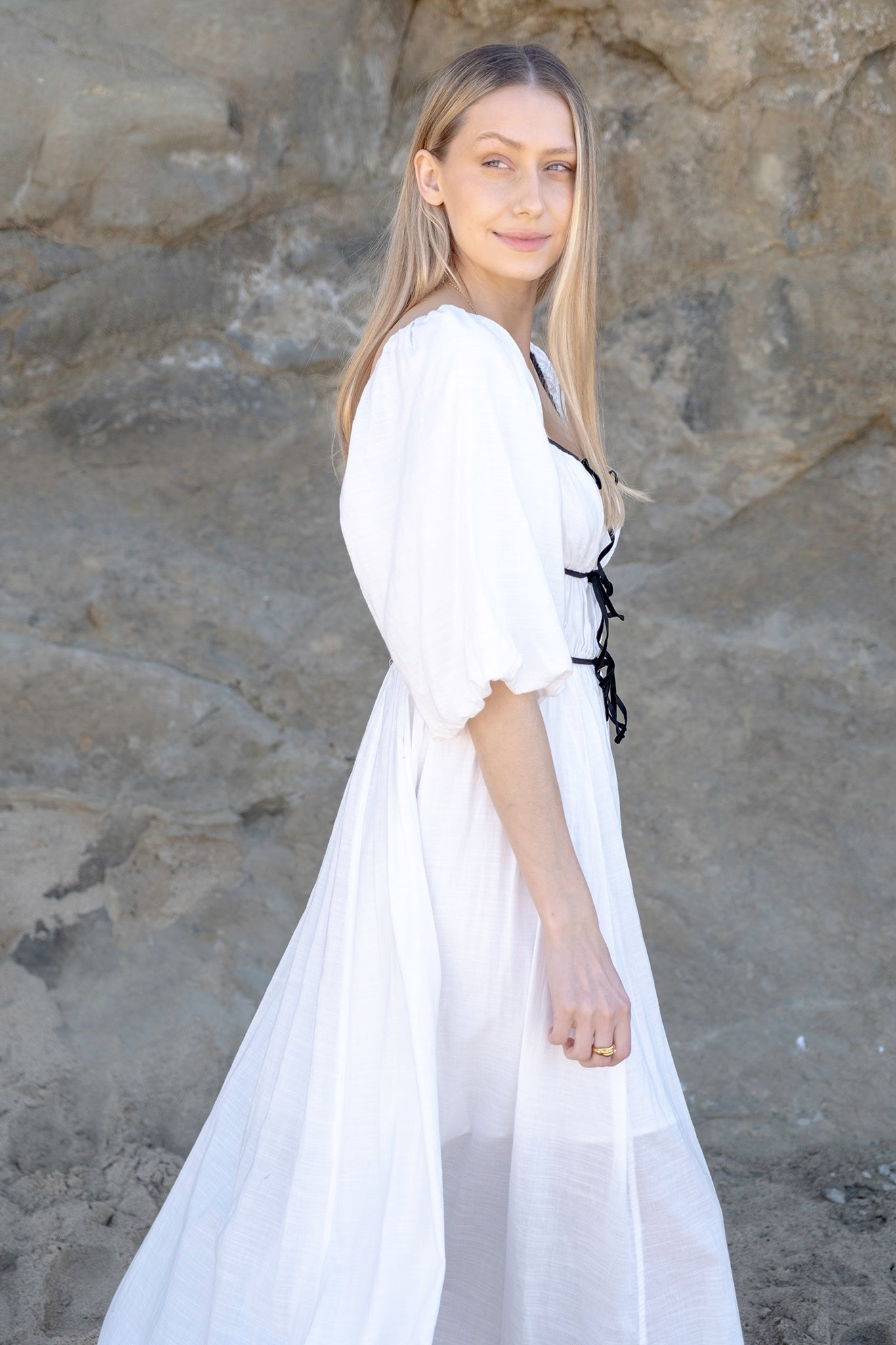 Gia Contrast Velvet Bow Maxi Dress