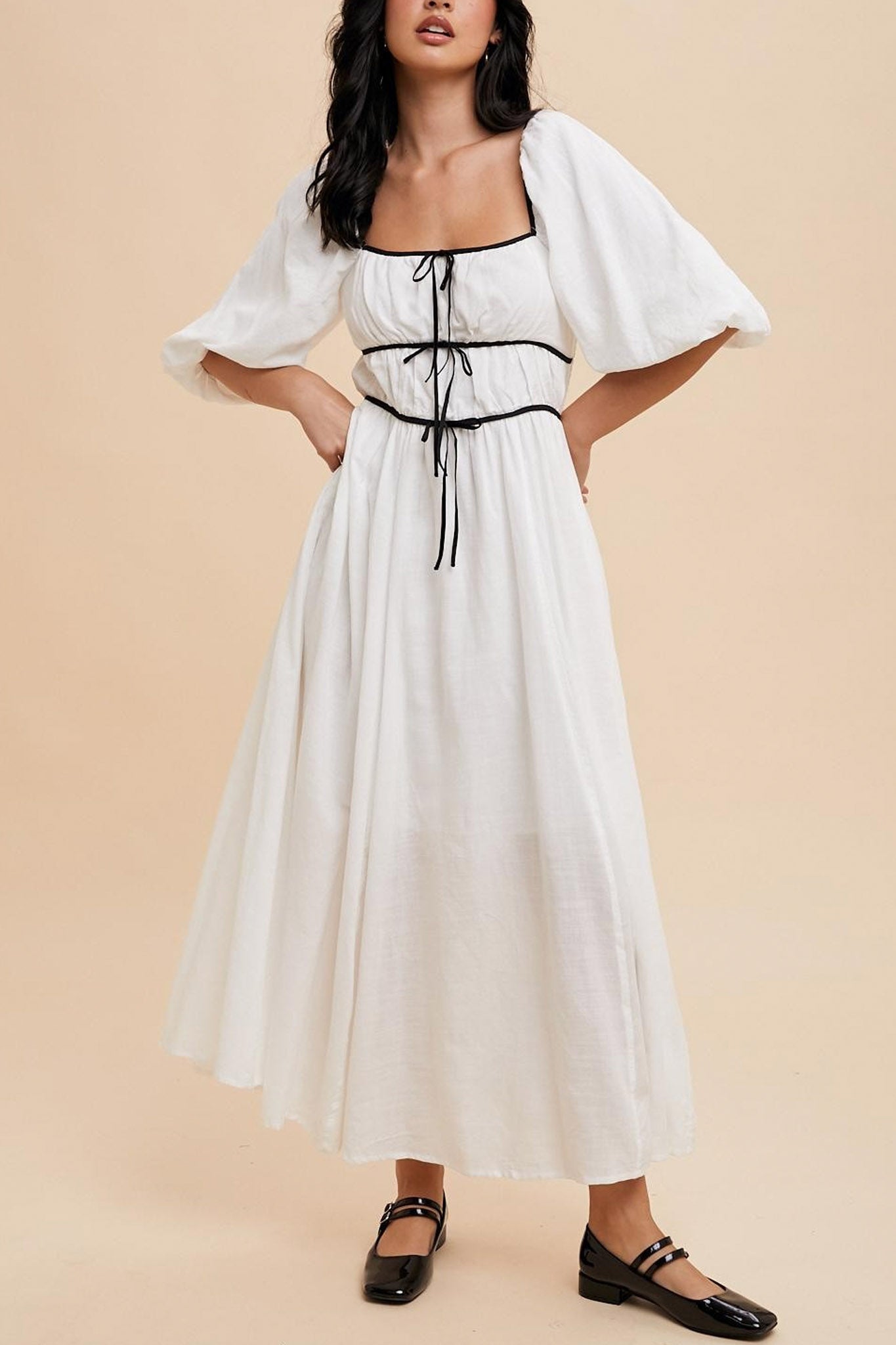 Gia Contrast Velvet Bow Maxi Dress