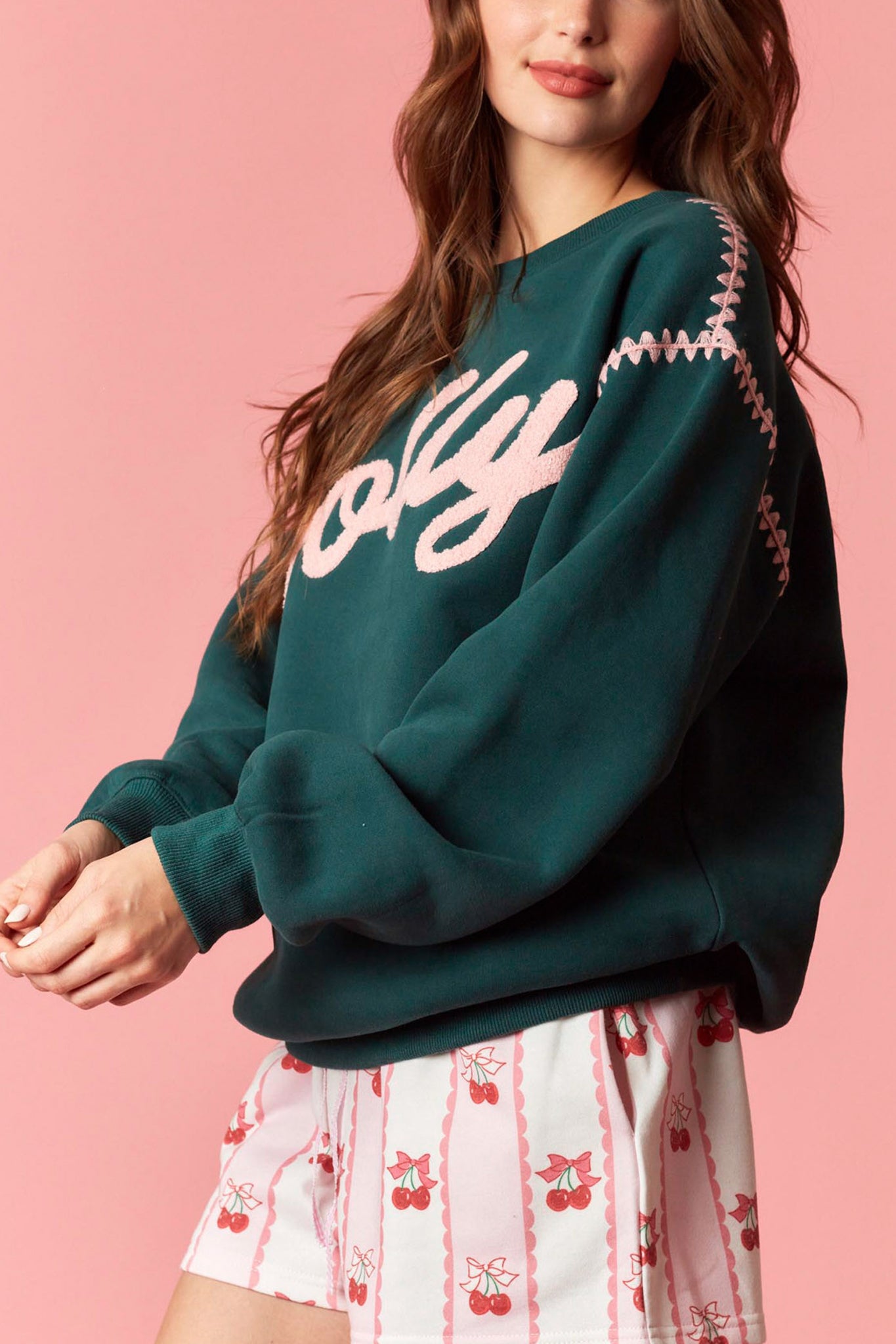 Jolly Contrast Stitching Sweatshirt