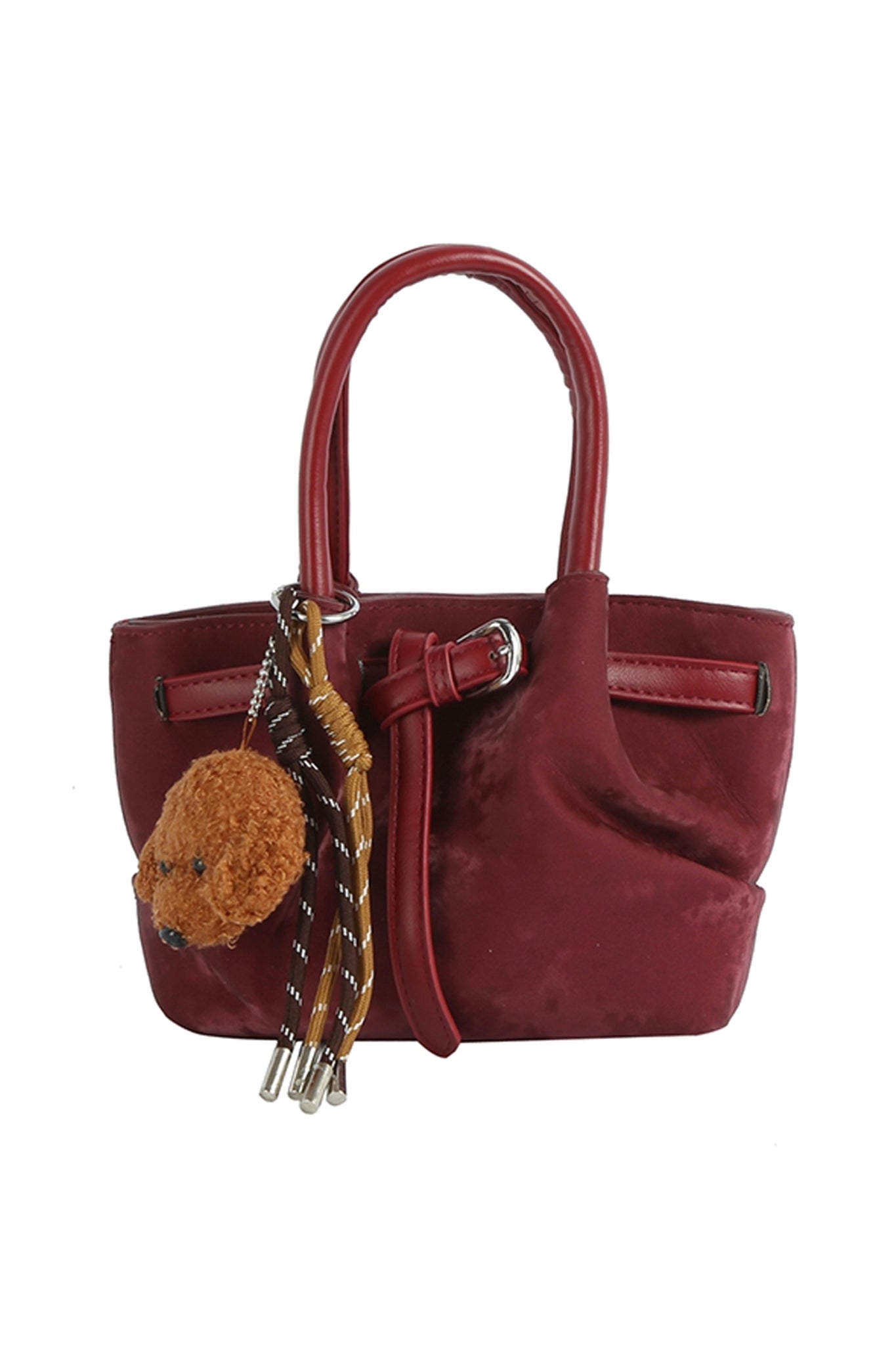 Satchel with Bag Charms in Burgundy