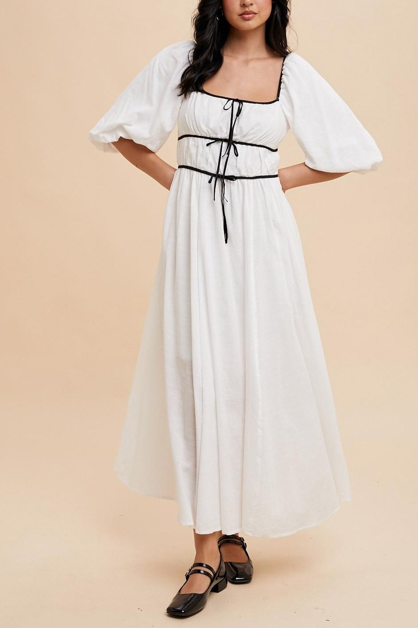 Gia Contrast Velvet Bow Maxi Dress