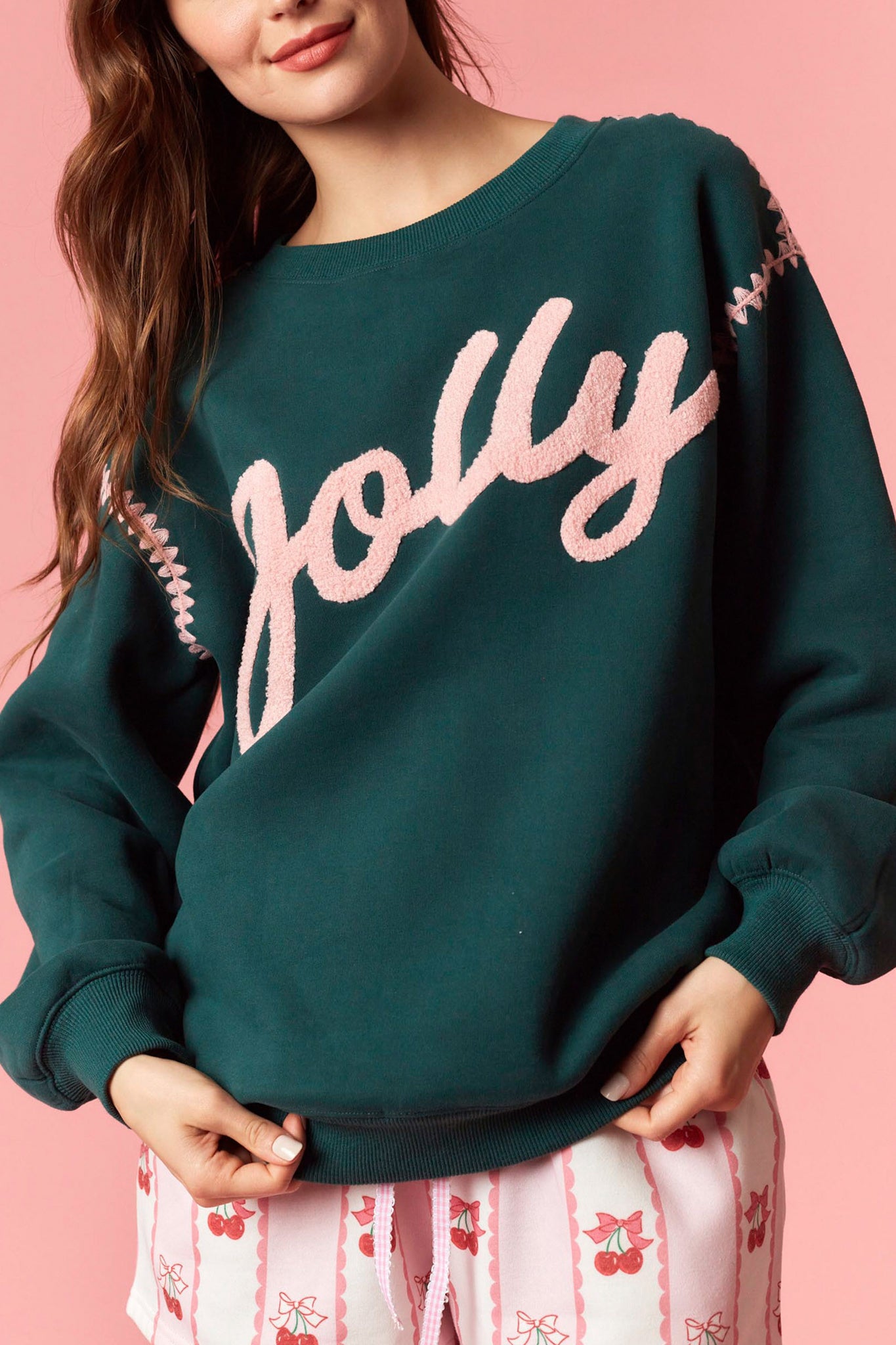 Jolly Contrast Stitching Sweatshirt