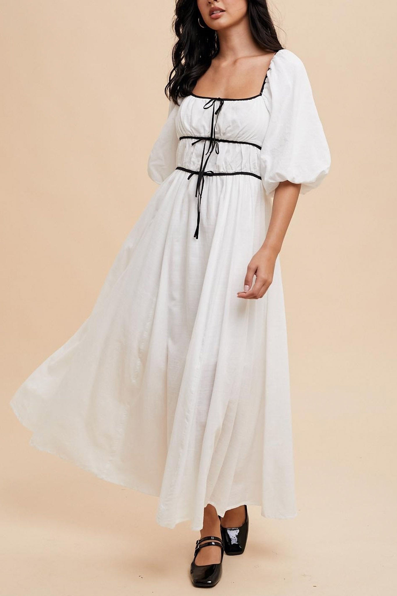 Gia Contrast Velvet Bow Maxi Dress