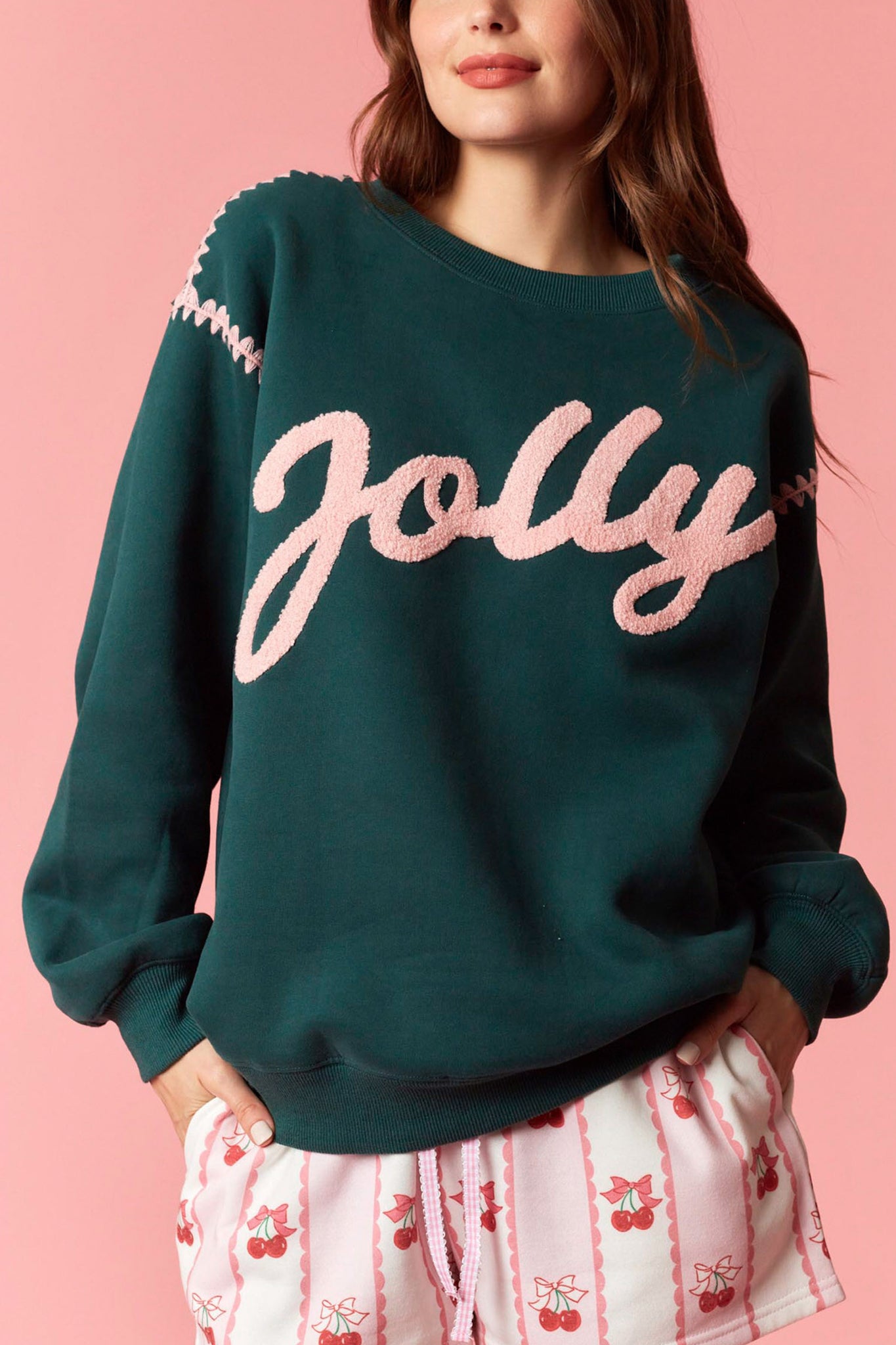 Jolly Contrast Stitching Sweatshirt