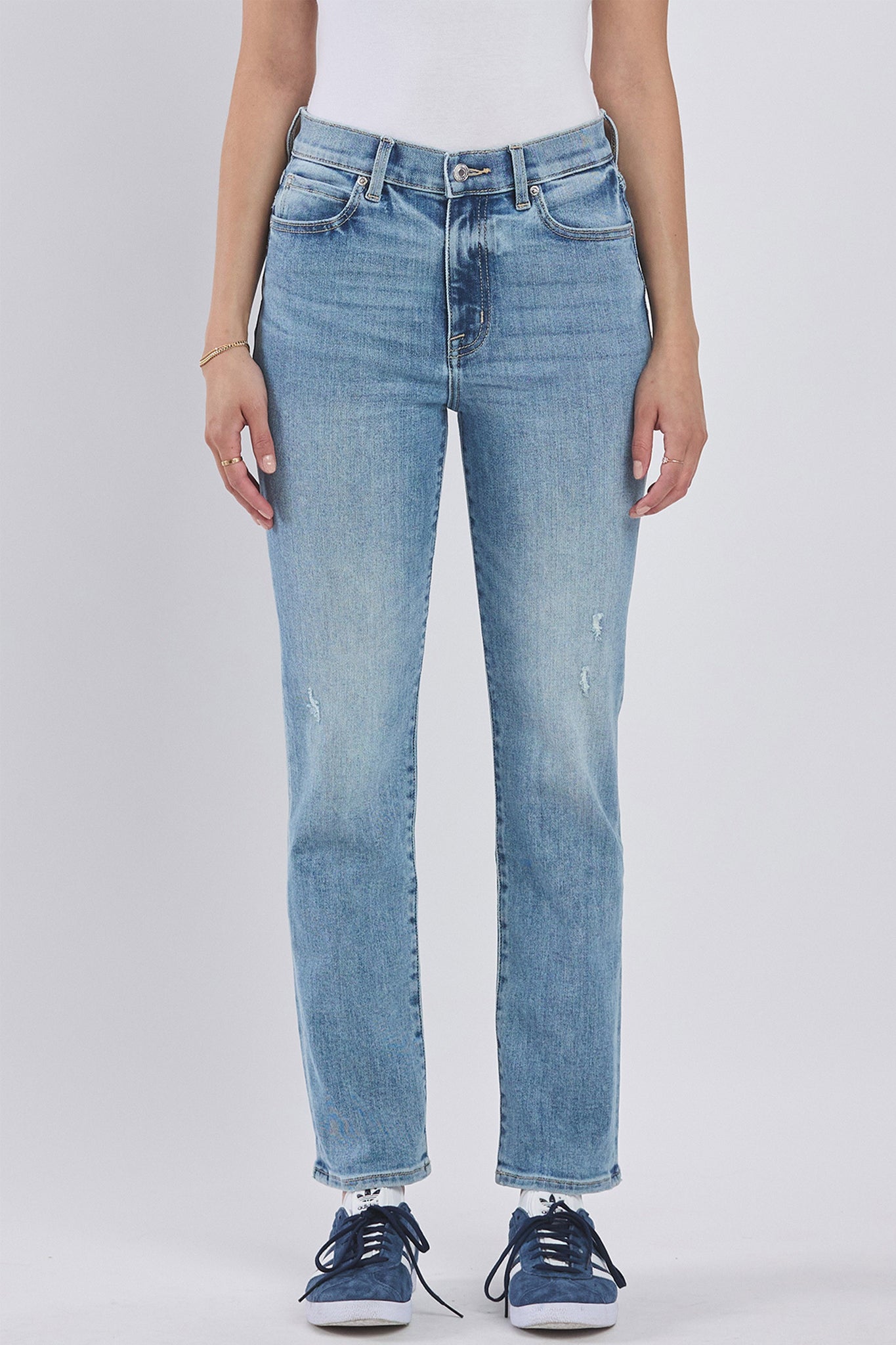 Eunina Luna slim straight jeans in shoreline, a perfect blend of coastal style and boho charm from Larrea Cove.