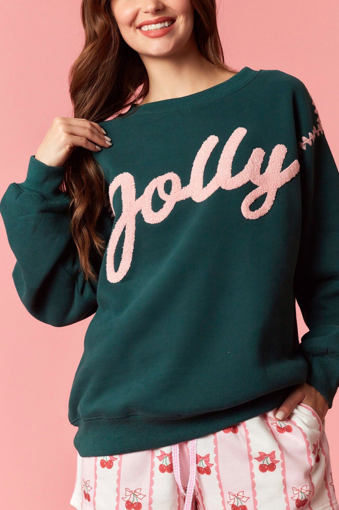Jolly Contrast Stitching Sweatshirt