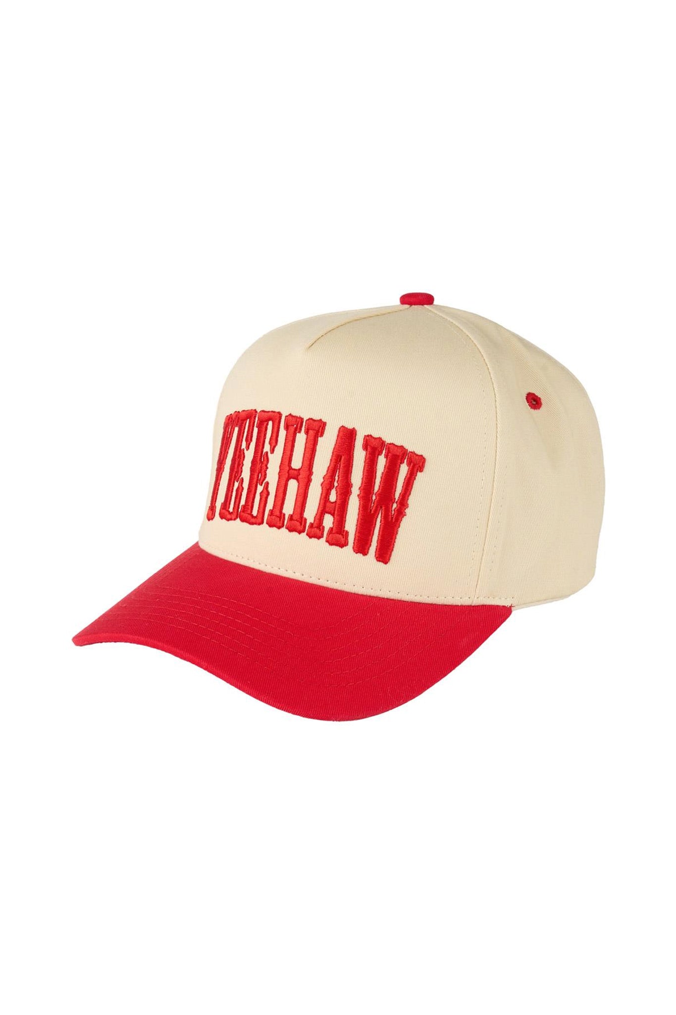 Yeehaw Two-Tone Trucker Hat in Red