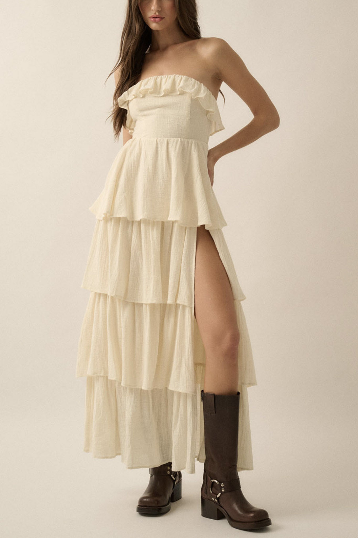 Sundown Strapless Tiered Maxi Dress