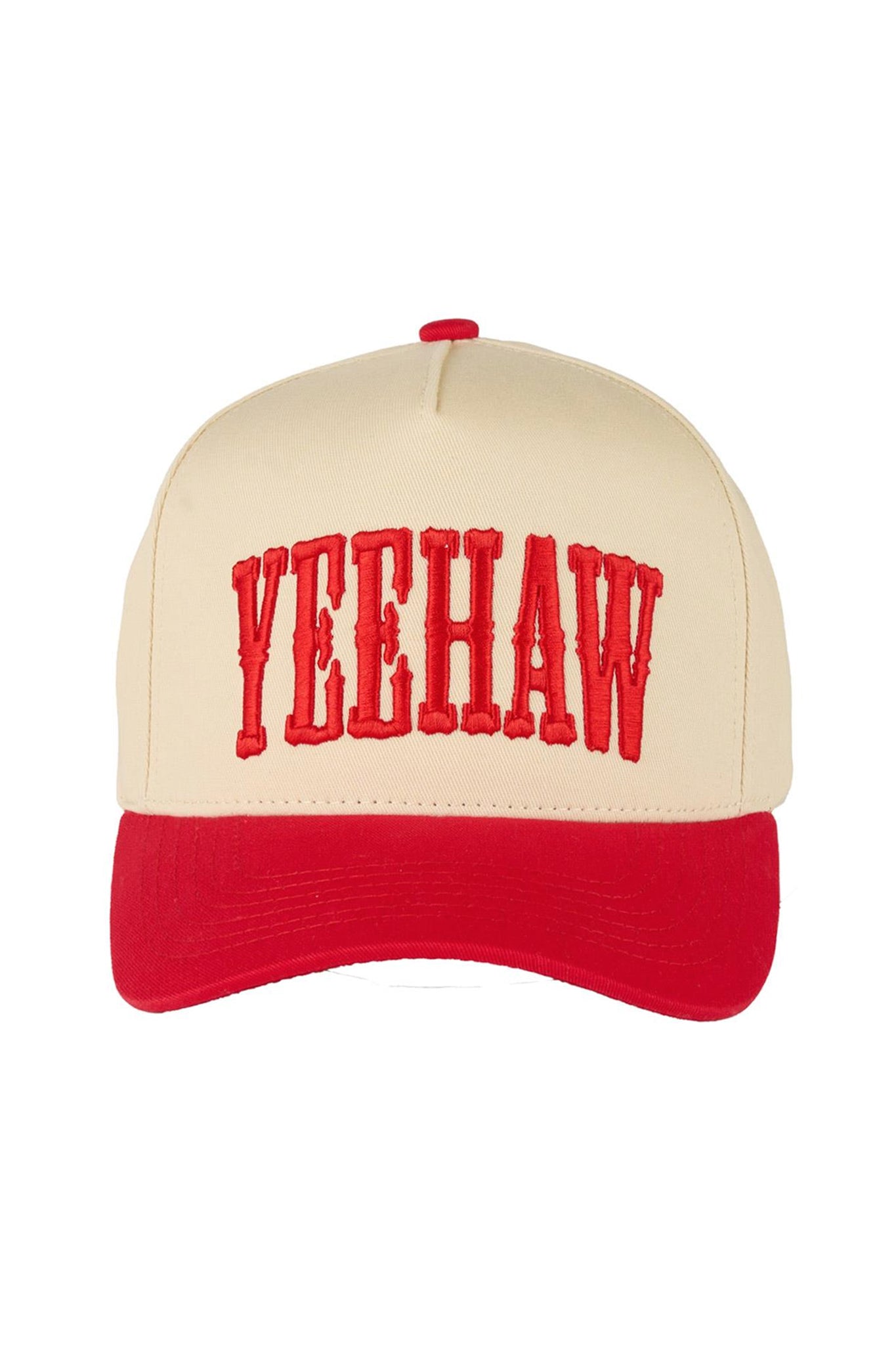 Yeehaw Two-Tone Trucker Hat in Red