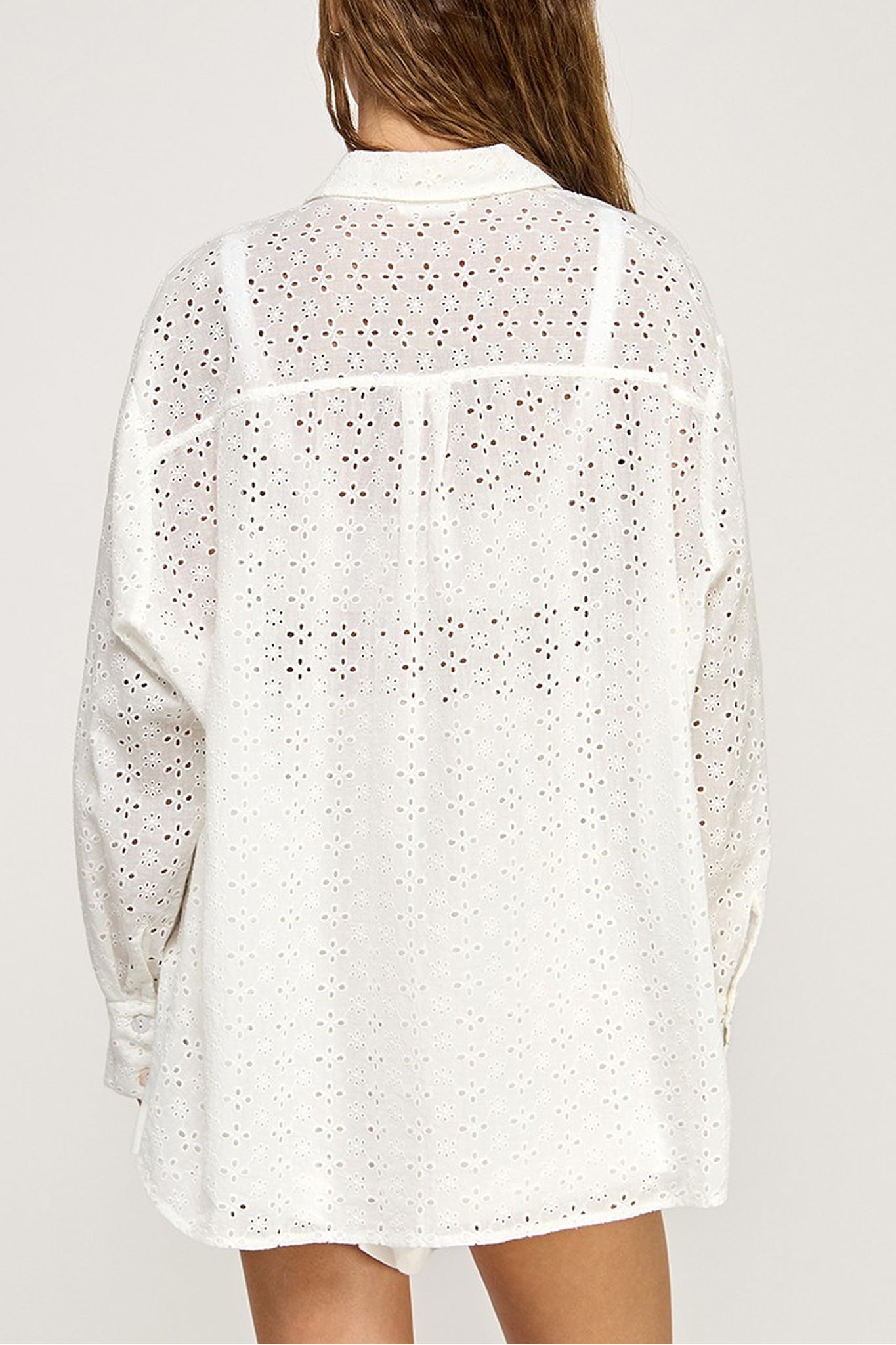 Eyelet Button Down Shirt