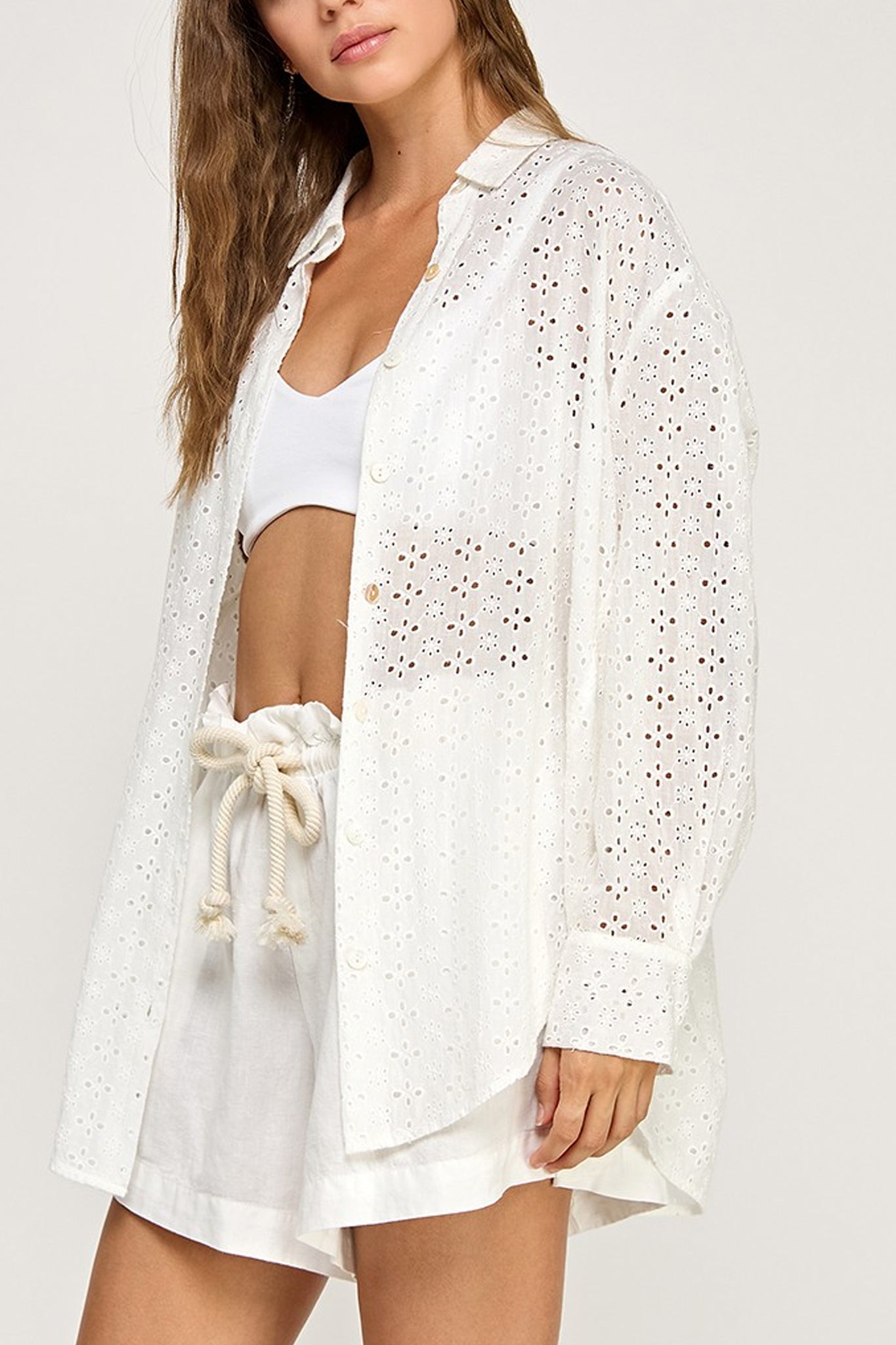 Eyelet Button Down Shirt