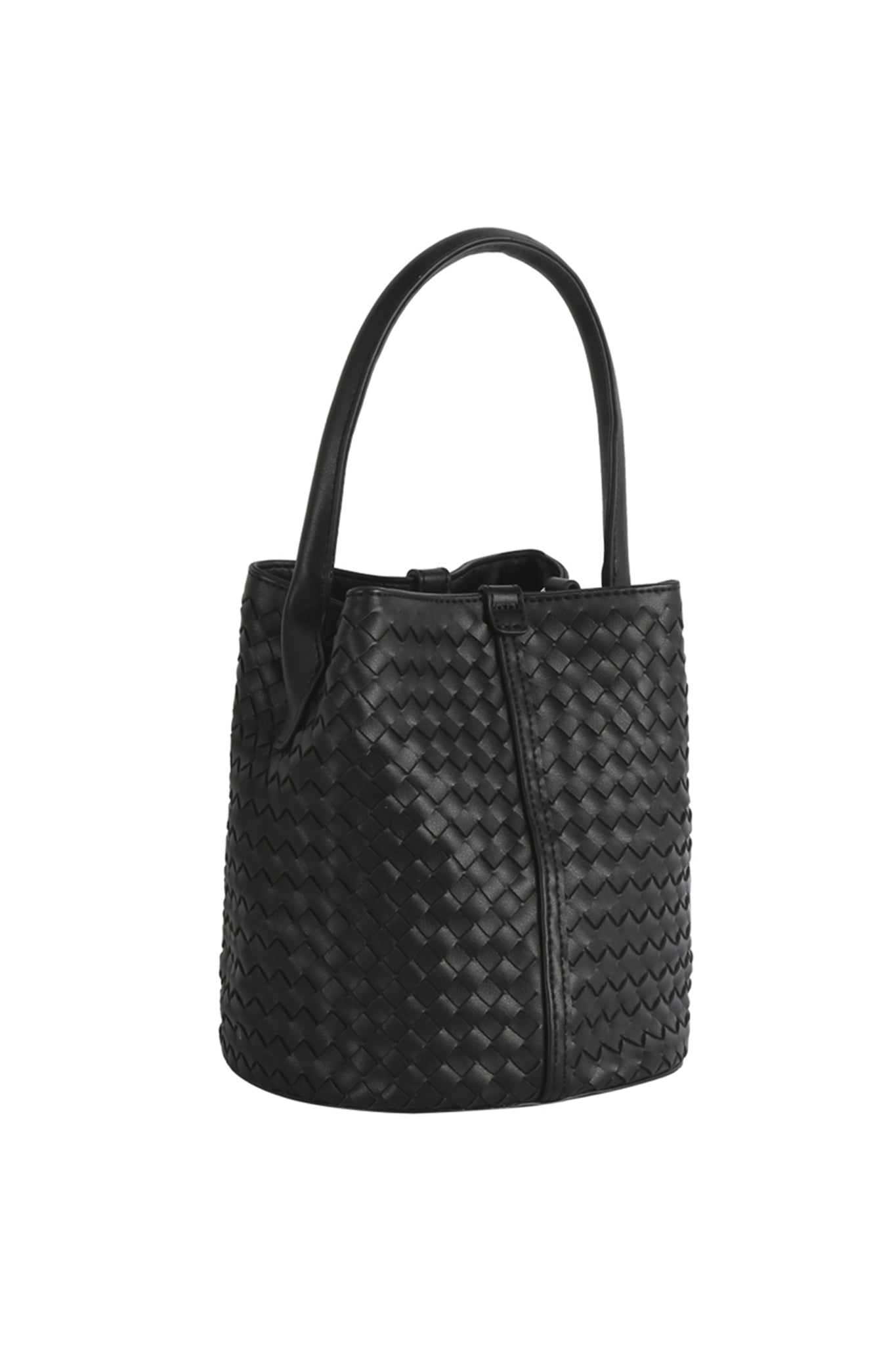 2 in 1 Woven Bucket Bag in Black
