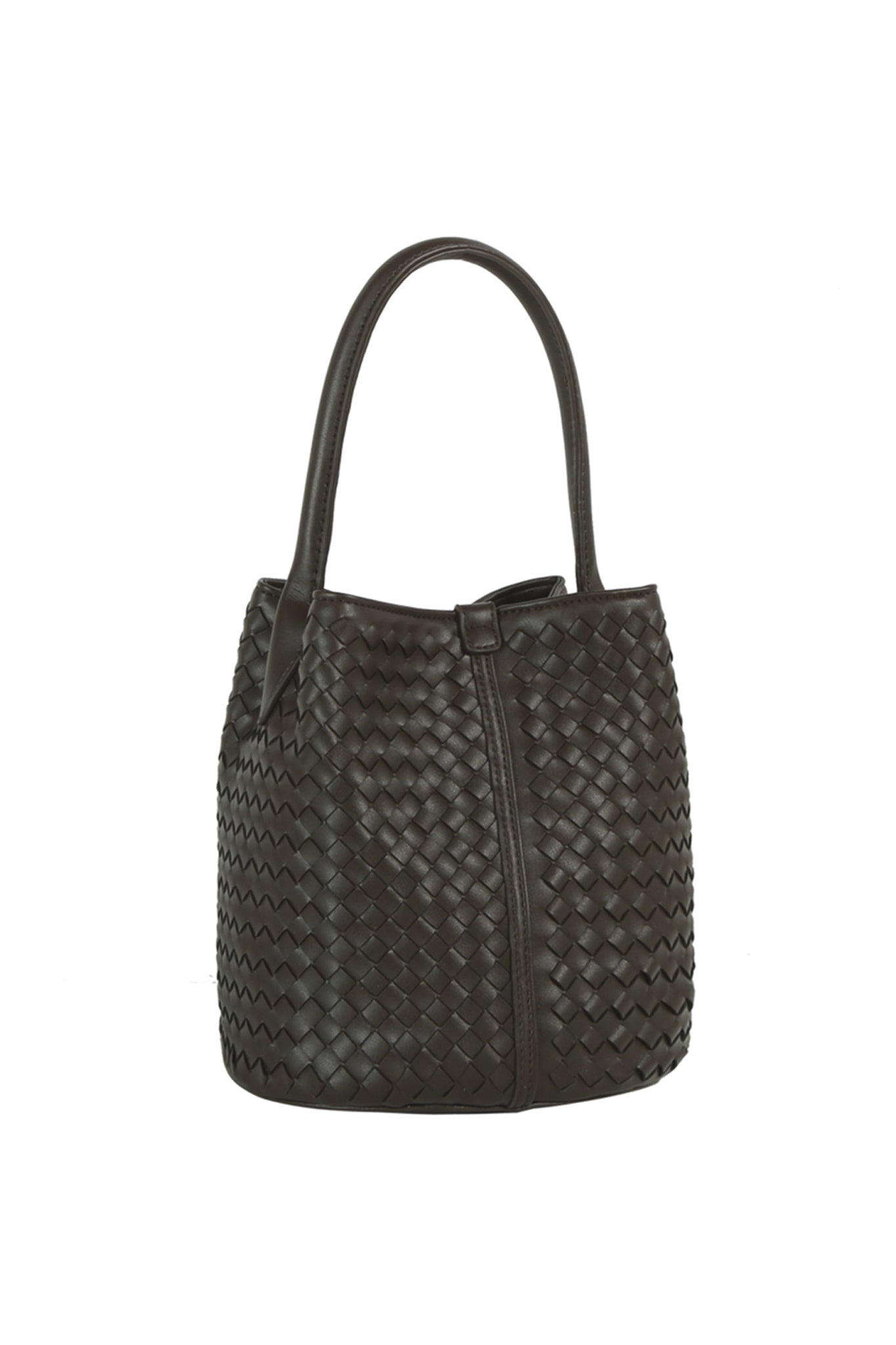 2 in 1 Woven Bucket Bag in Chocolate