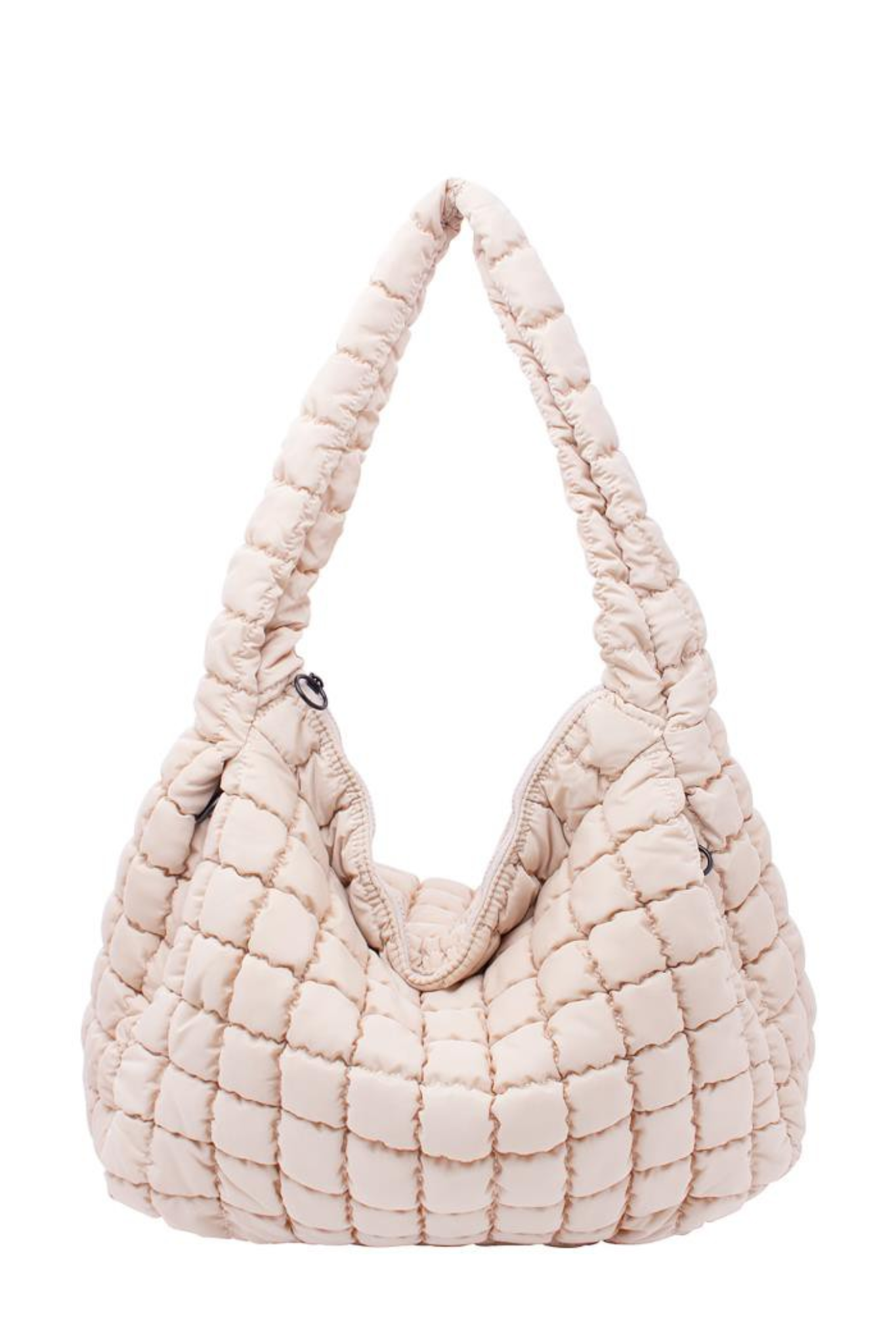 Cleo Quilted Hobo Bag in Ivory