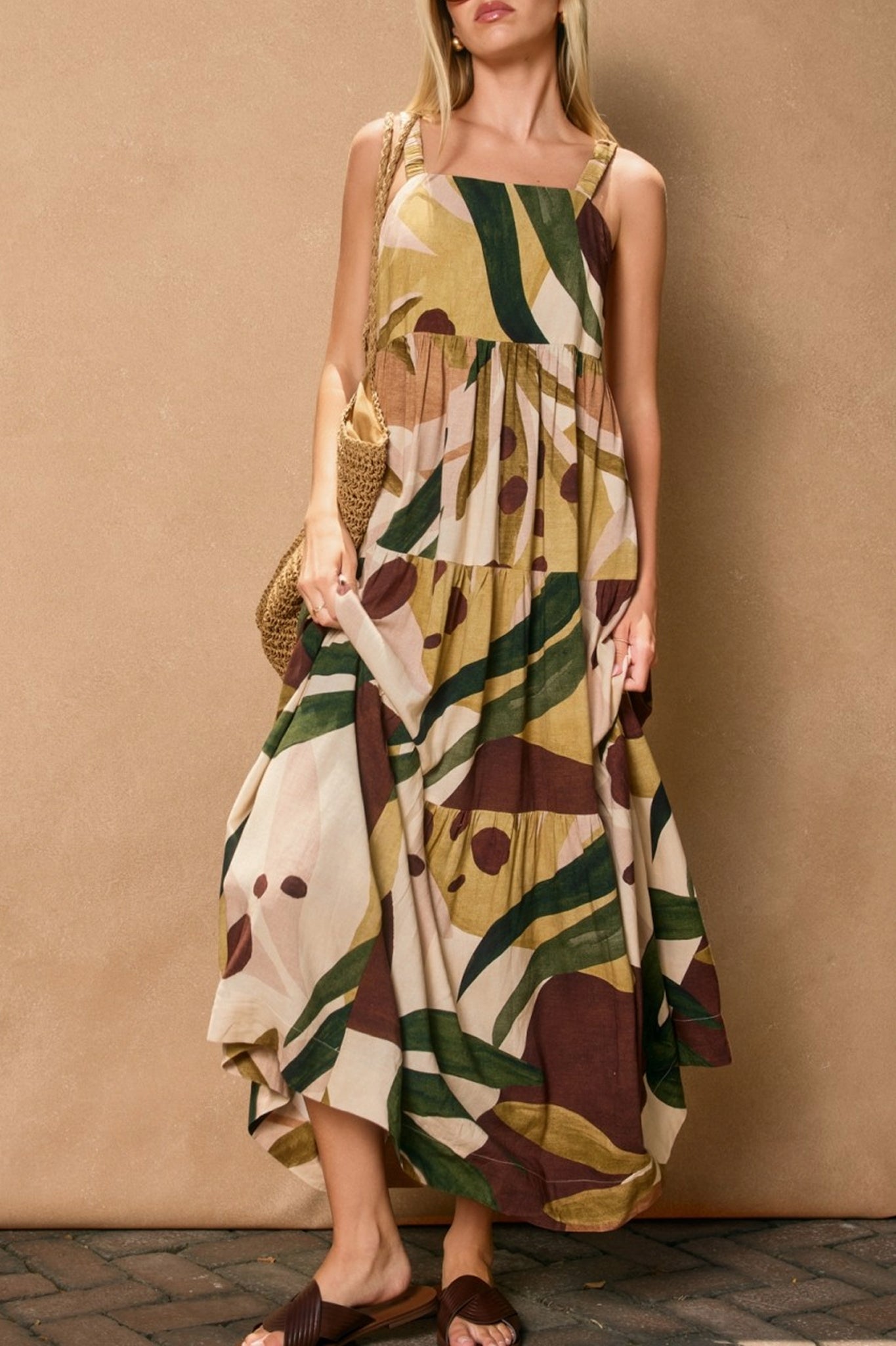 Margo Babydoll Tiered Maxi Dress embodies Larrea Cove's boho coastal charm, flowing elegance for new arrivals in dresses collection.