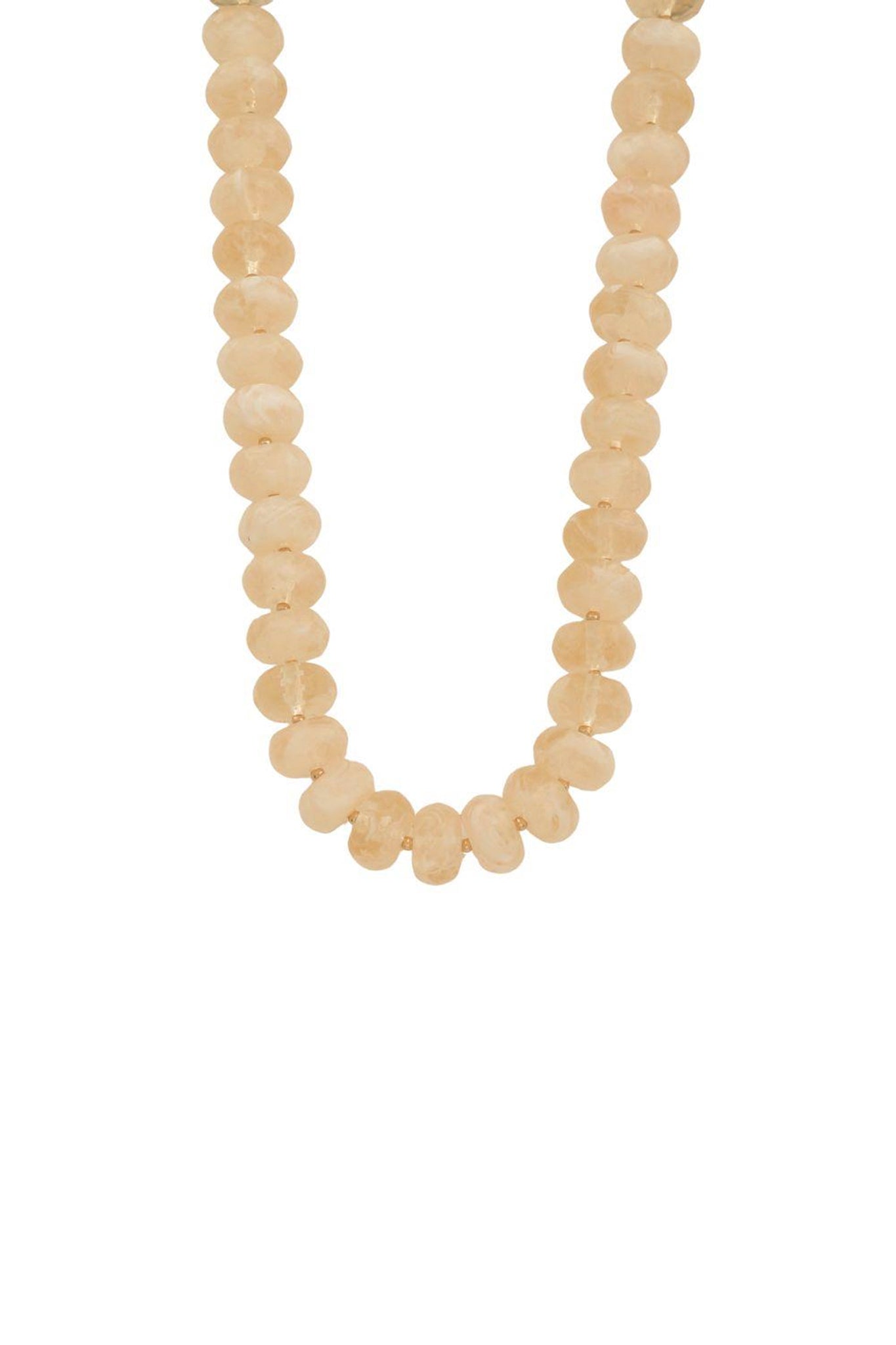 Sandstone Glow beaded necklace in gold and ivory tones, a delicate accessory from Larrea Cove's new arrivals collection.