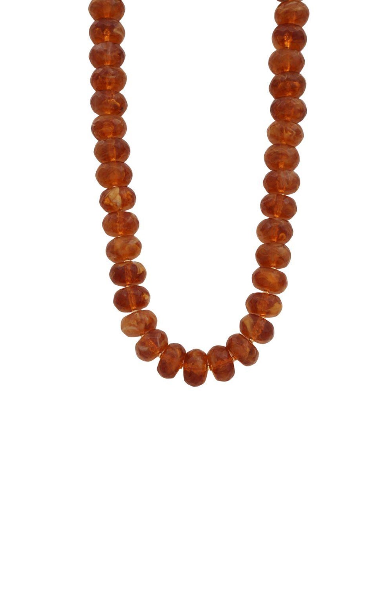 Sunset Ember beaded necklace glows with gold and orange hues, capturing boho coastal charm from Larrea Cove's jewelry collection.