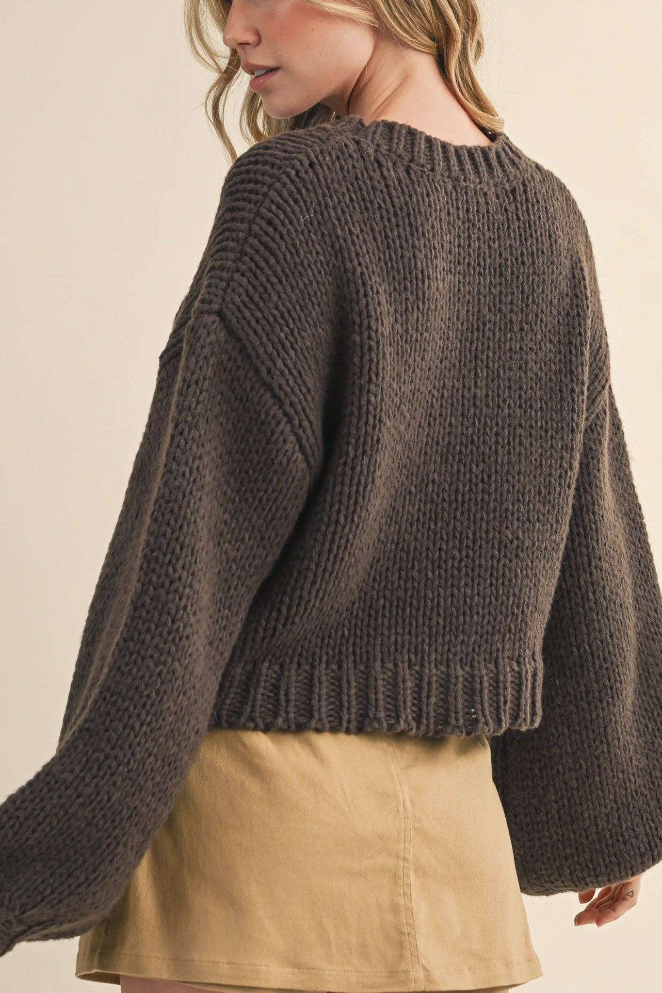 Braided Bow Chunky Knit Sweater