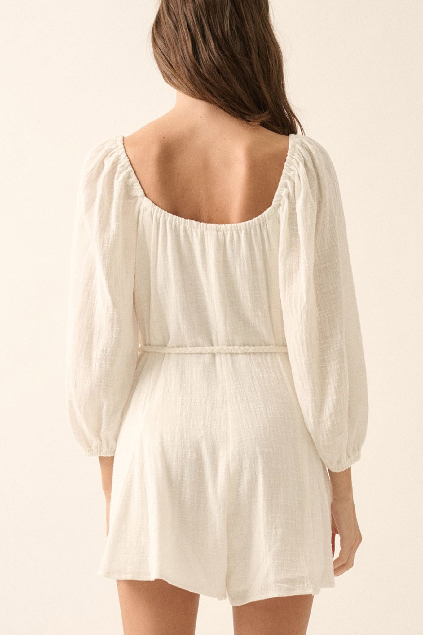 Embrace coastal charm with Larrea Cove's bubble sleeve romper, a boho dress from new arrivals, perfect for sunlit adventures.