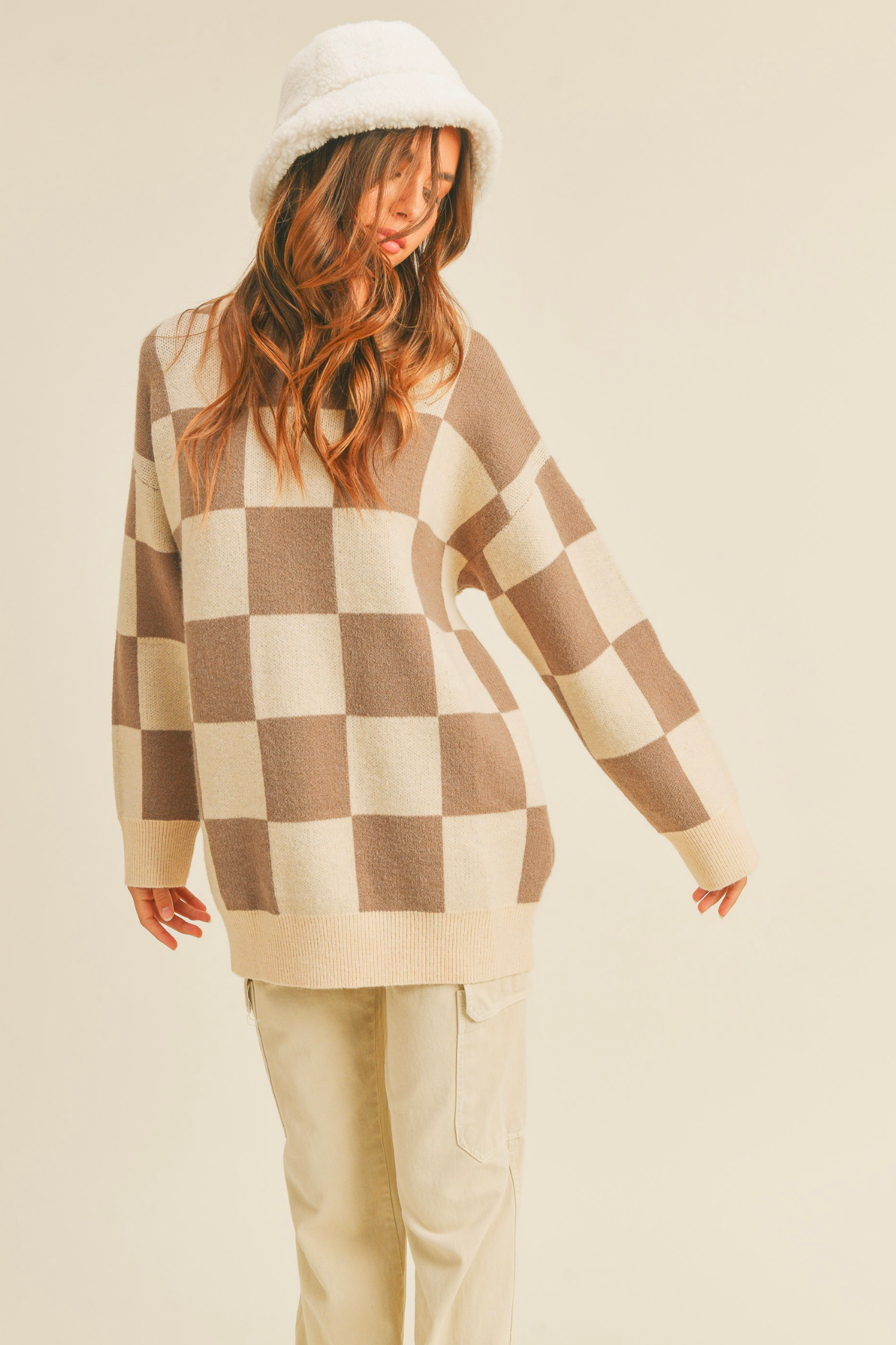 Checkered Sweater Top