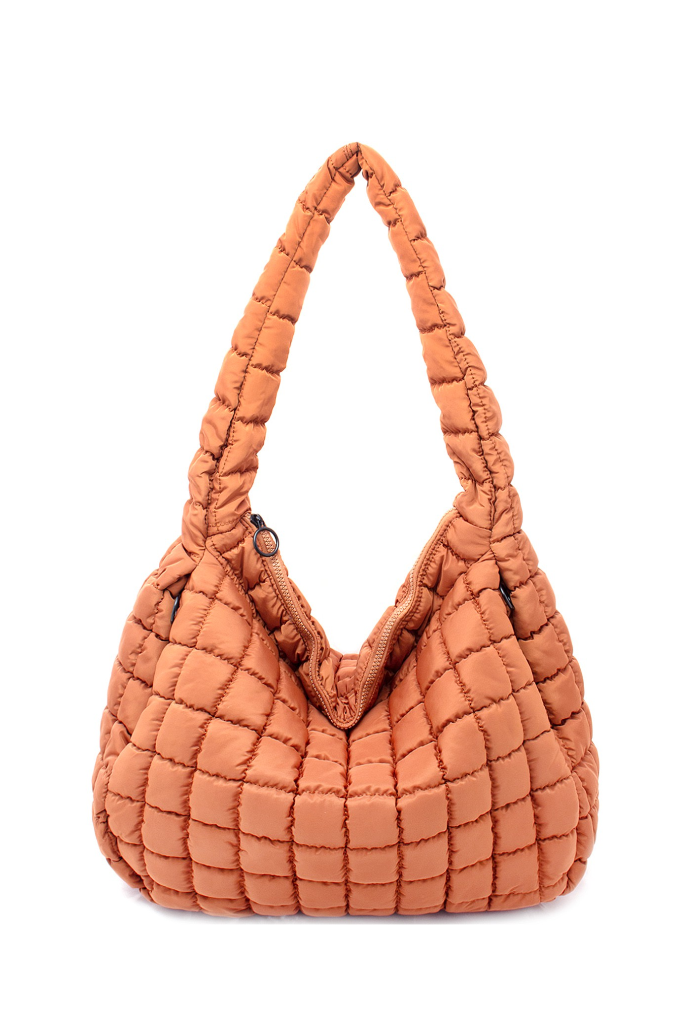 Cleo Quilted Hobo Bag in Caramel
