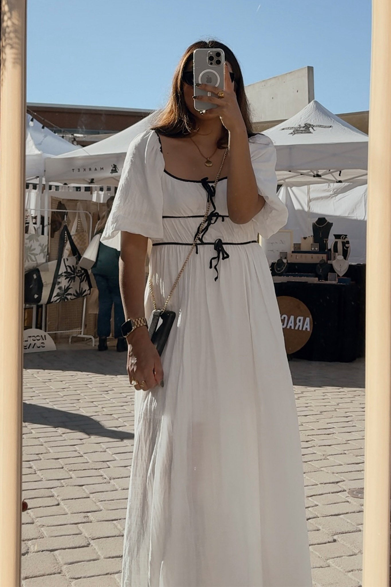 Gia Contrast Velvet Bow Maxi Dress