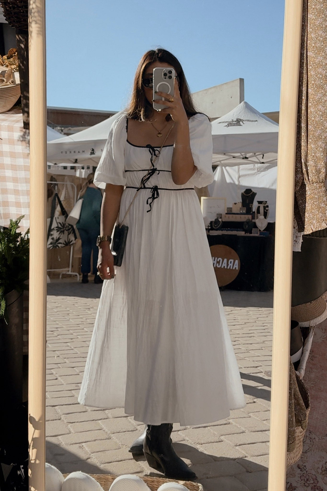 Gia Contrast Velvet Bow Maxi Dress