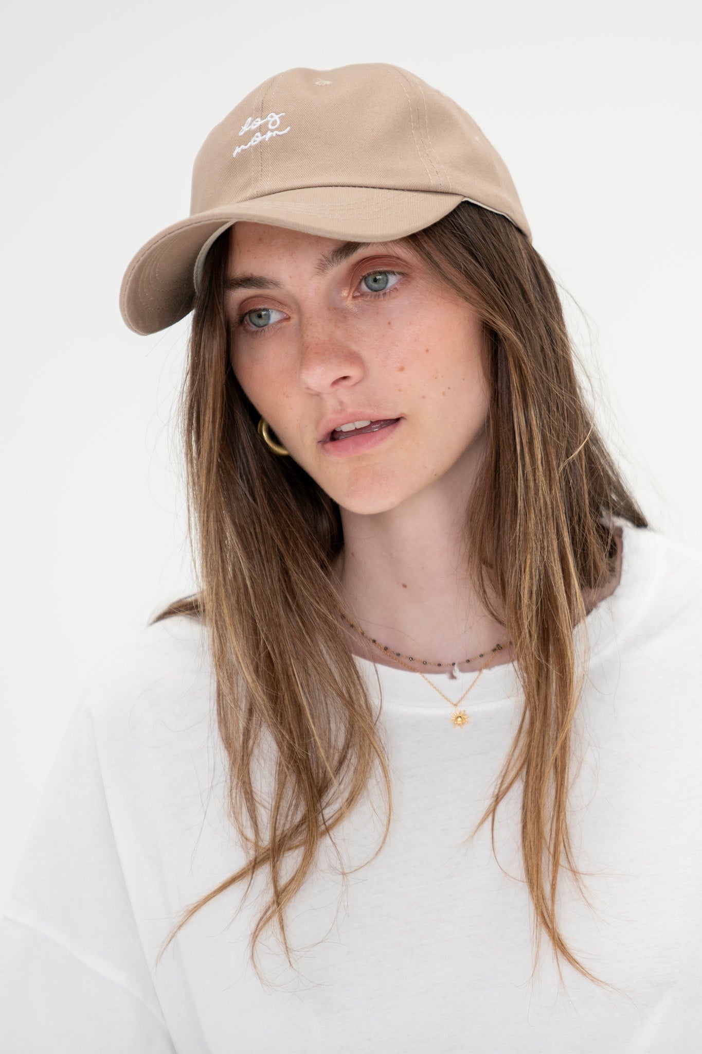 View 3 of Dog Mom Hat in Khaki, a Hats from Larrea Cove. Detail: .