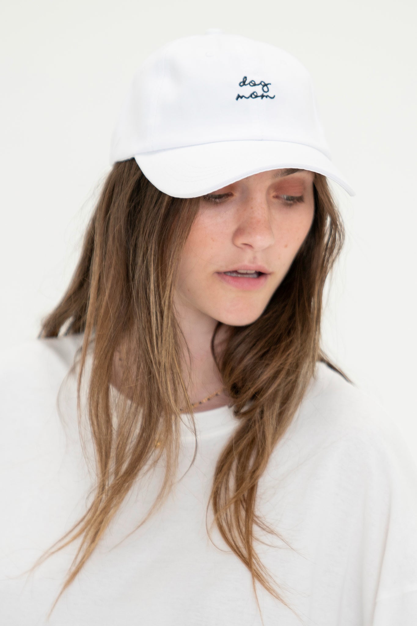 Dog Mom Hat in White
