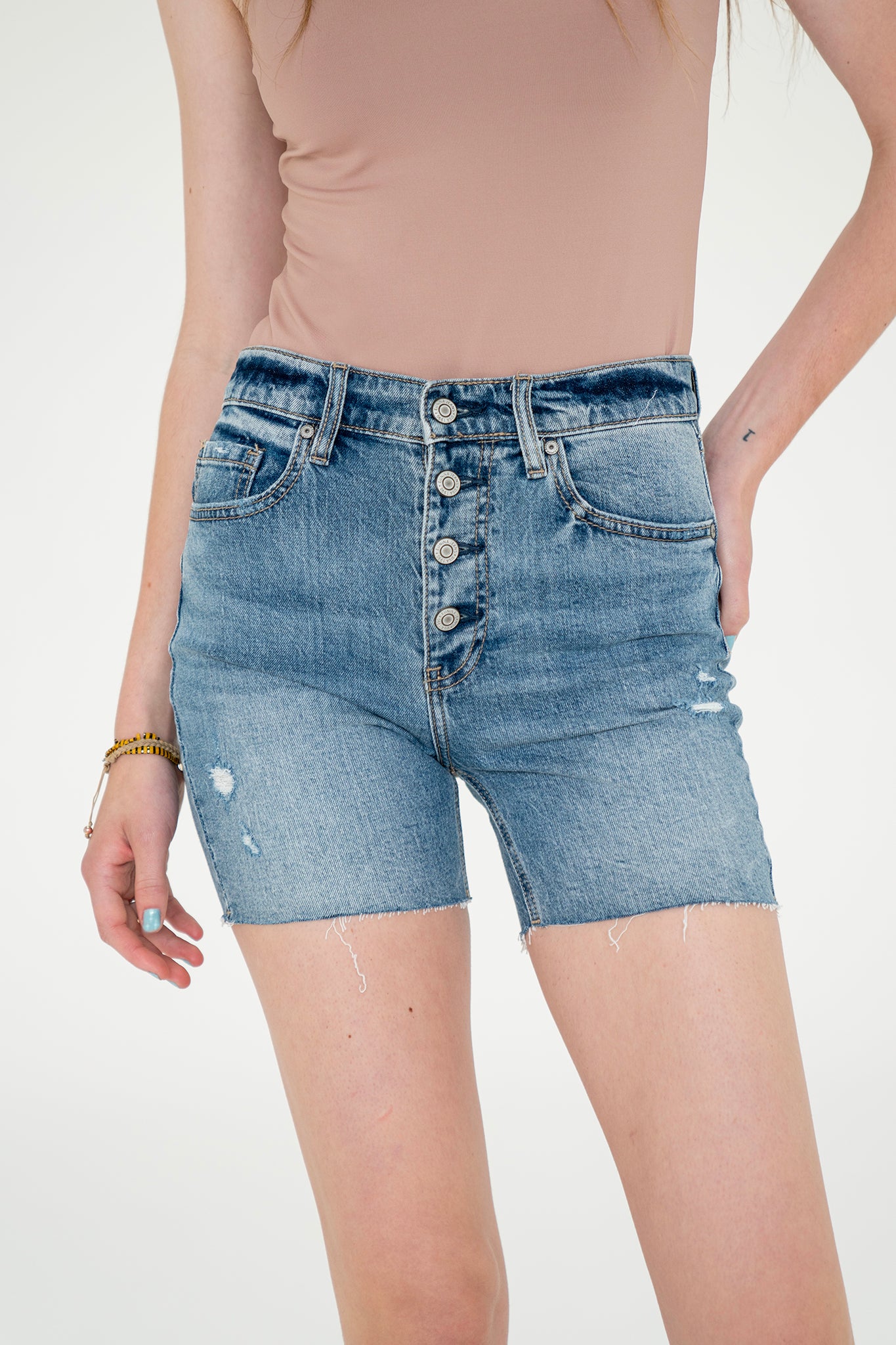 View 2 of Eunina Biker Shorts in Camissonia, a Jeans from Larrea Cove. Detail: .