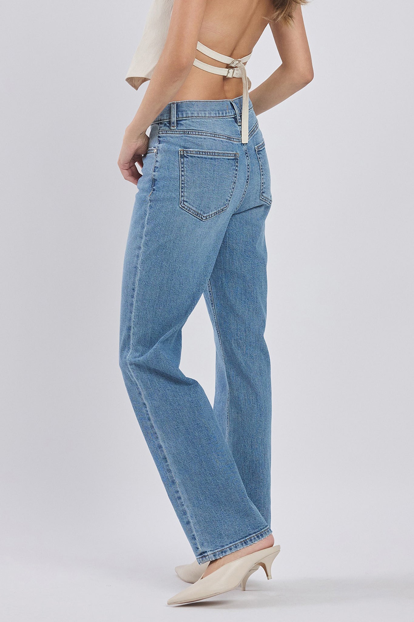 Effortlessly chic Eunina Codi Dad Jeans in Gobi, perfect for a boho coastal vibe, from Larrea Cove's new arrivals.