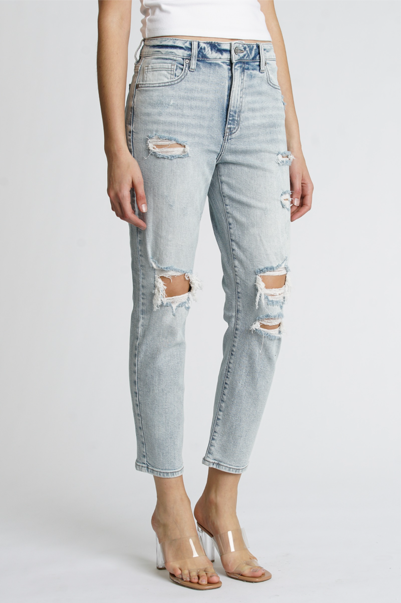 View 4 of Eunina Tobi Mom Jeans in Santa Cruz, a Denim from Larrea Cove. Detail: .