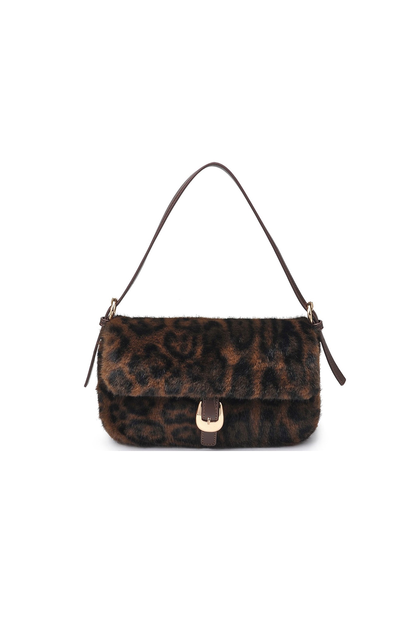Leopard faux fur shoulder bag, a chic accessory from Larrea Cove's new arrivals, perfect for boho coastal style lovers.