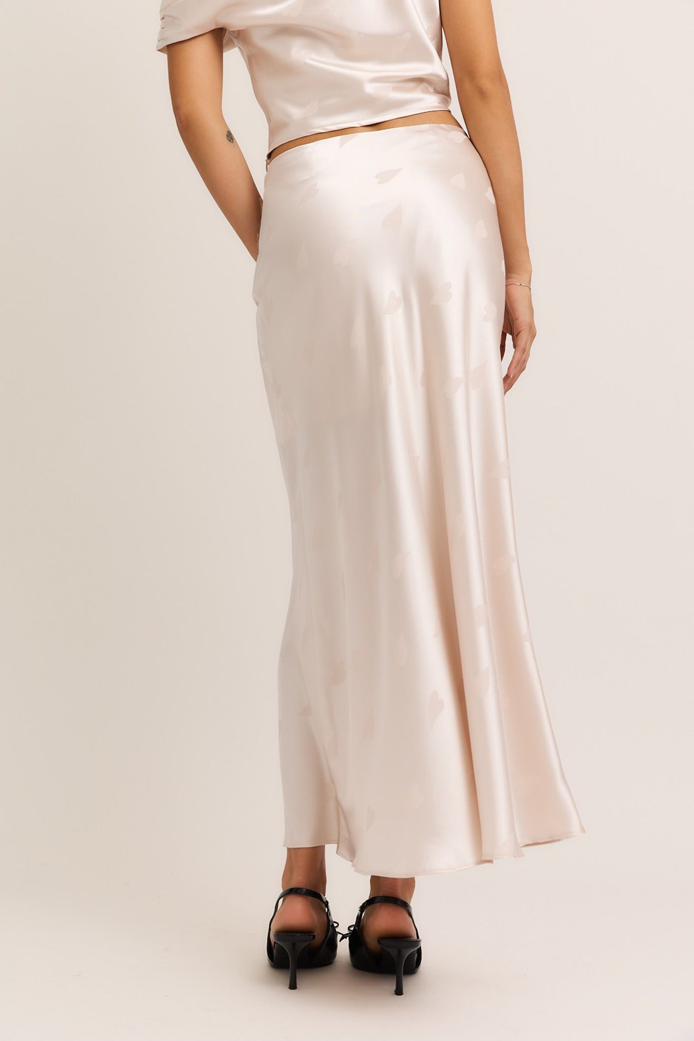 Hearts Satin Maxi Skirt