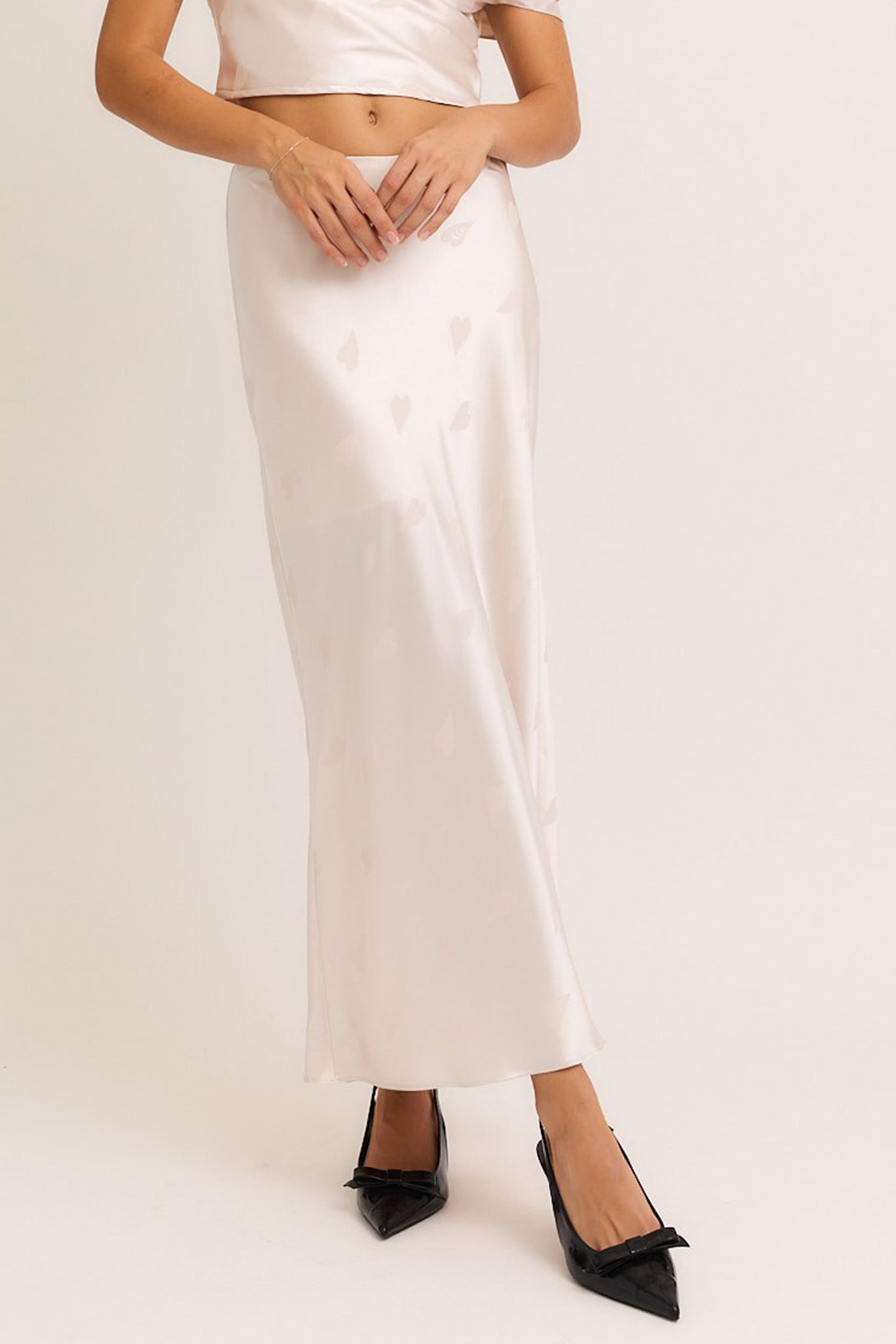 Hearts Satin Maxi Skirt