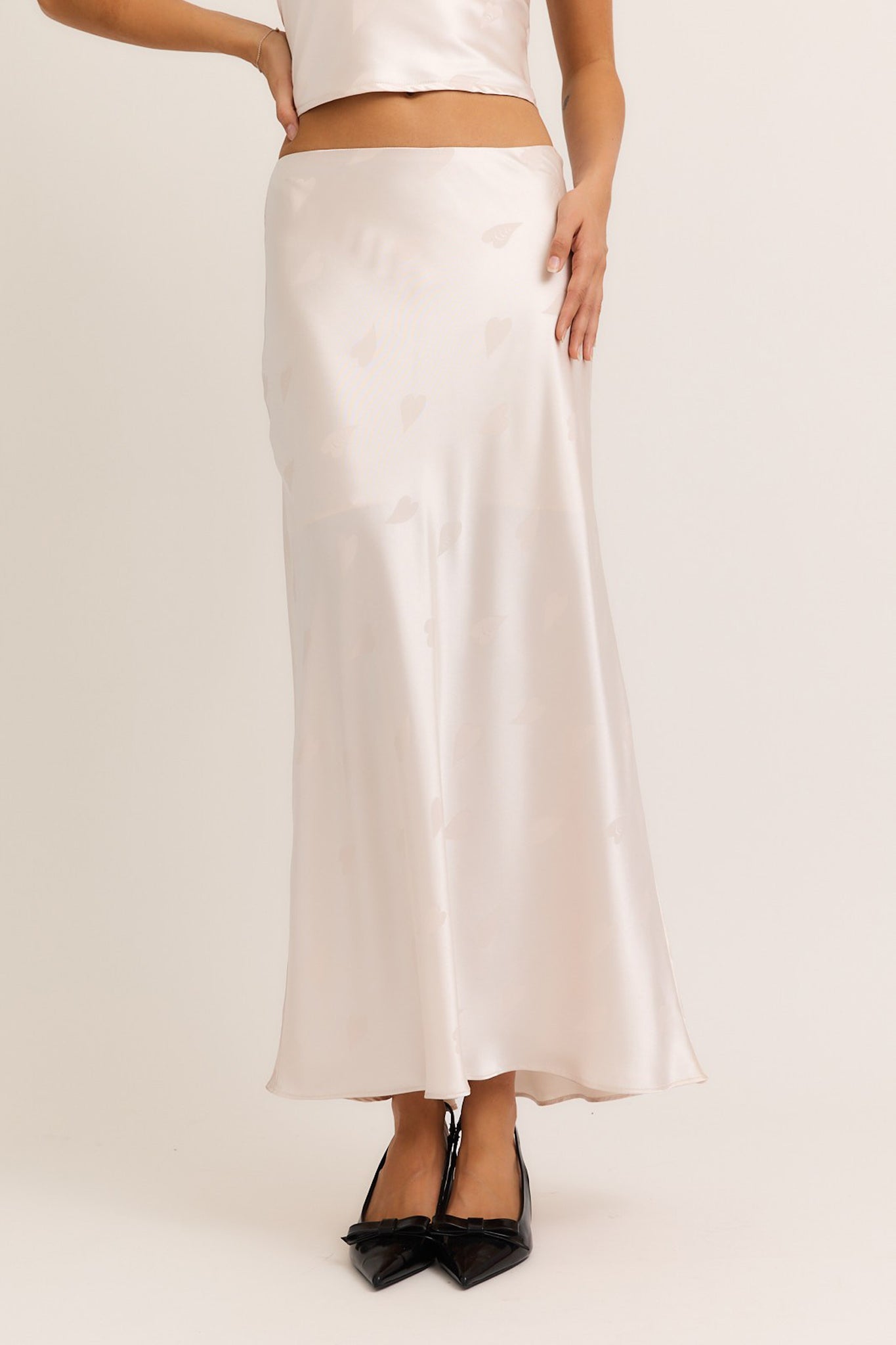 Hearts Satin Maxi Skirt