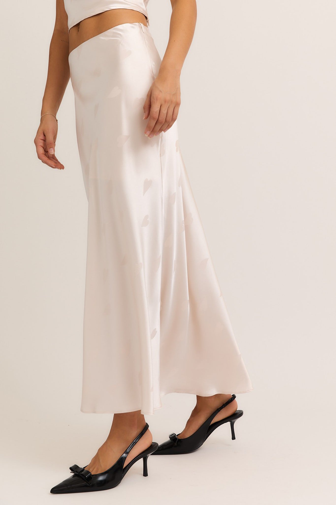 Hearts Satin Maxi Skirt