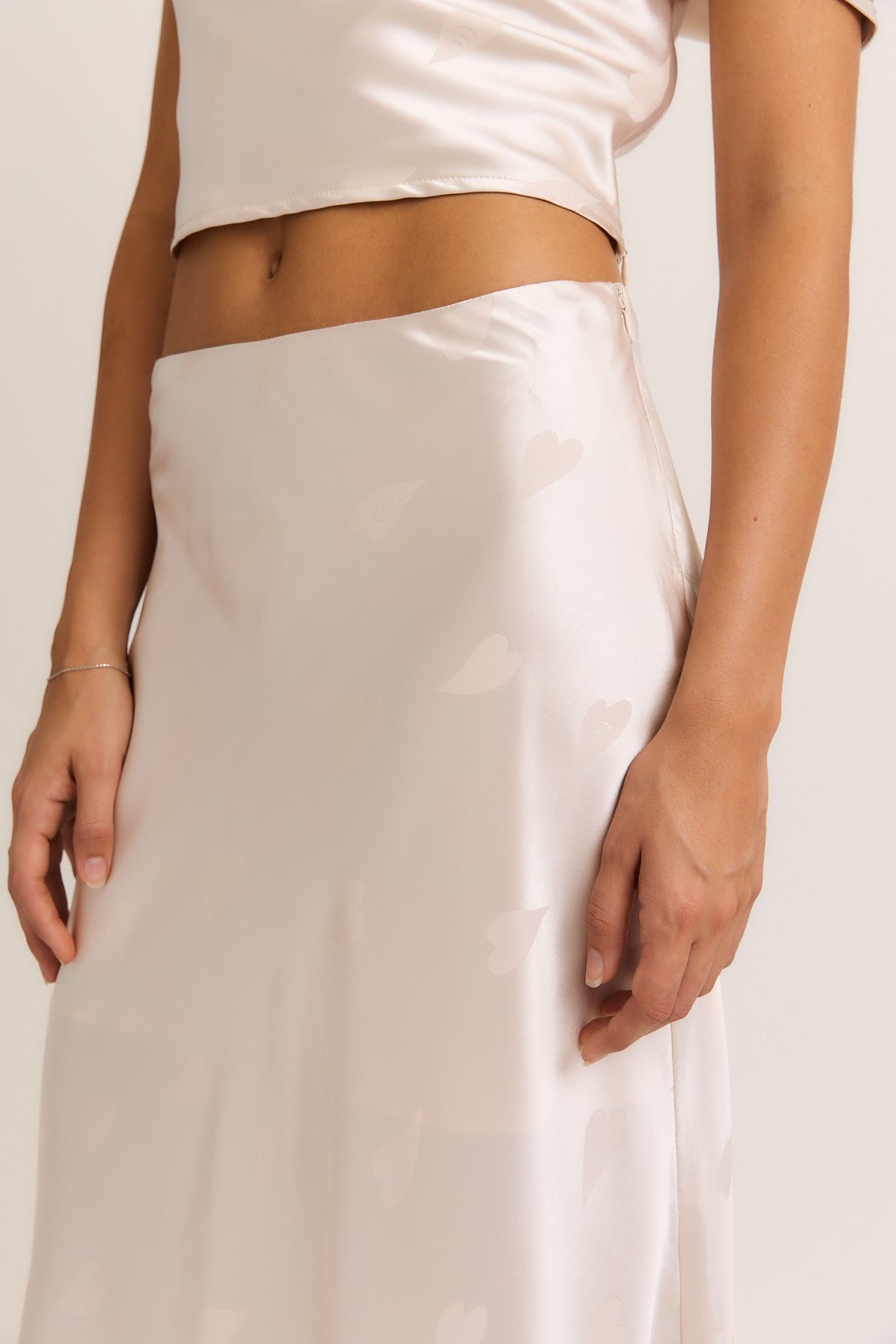Hearts Satin Maxi Skirt