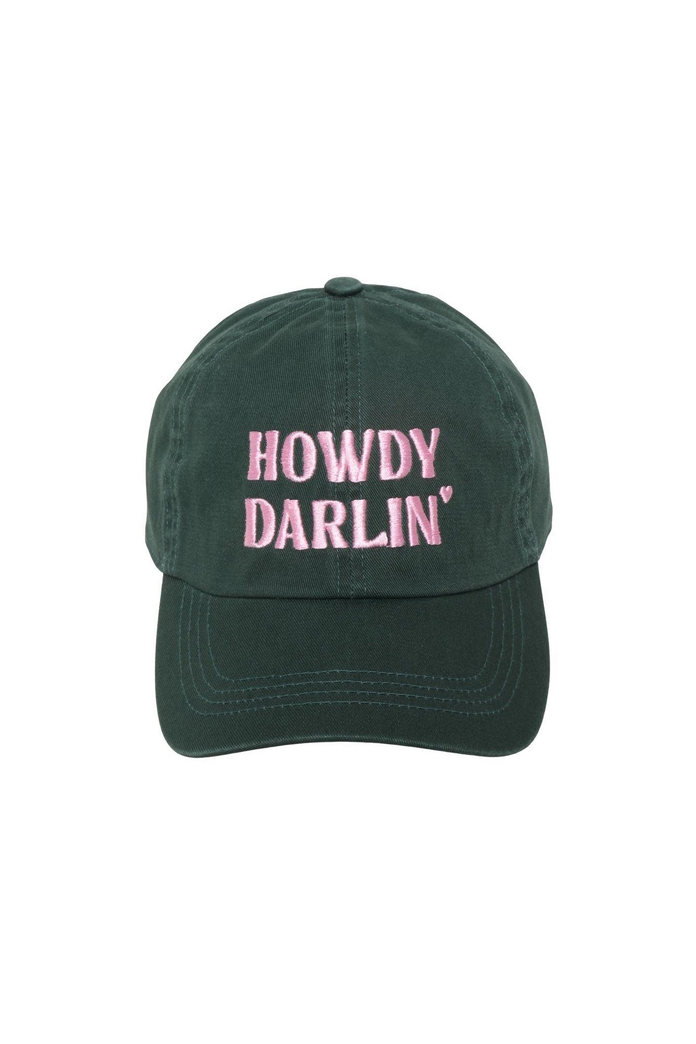 Howdy Darlin’ Embroidered Baseball Cap in Dark Green