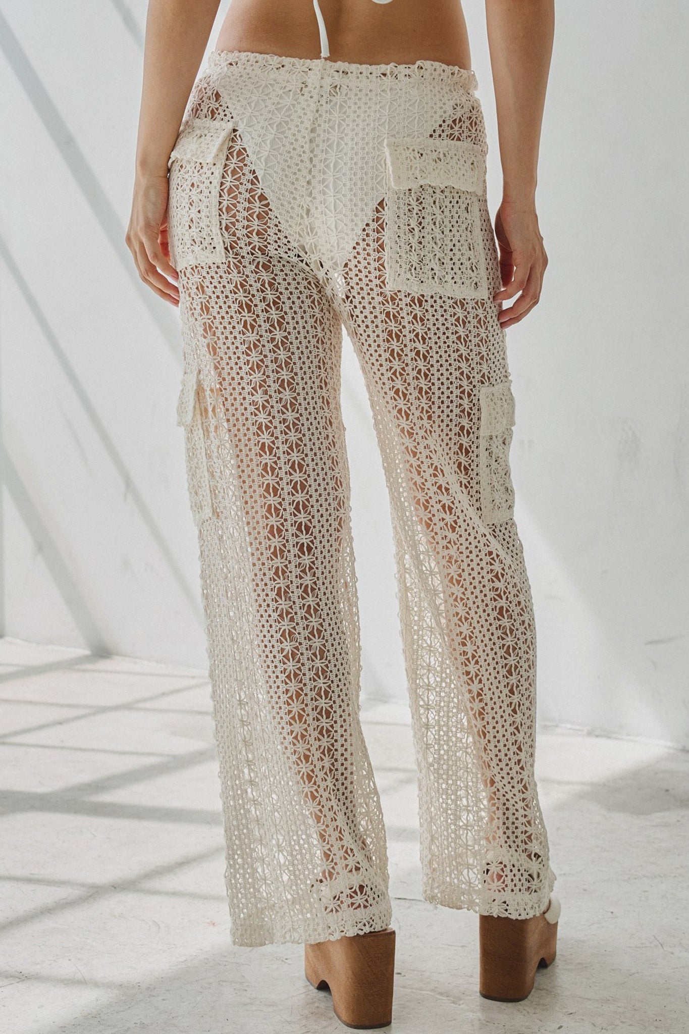 Crochet Low Waisted Cargo Pants