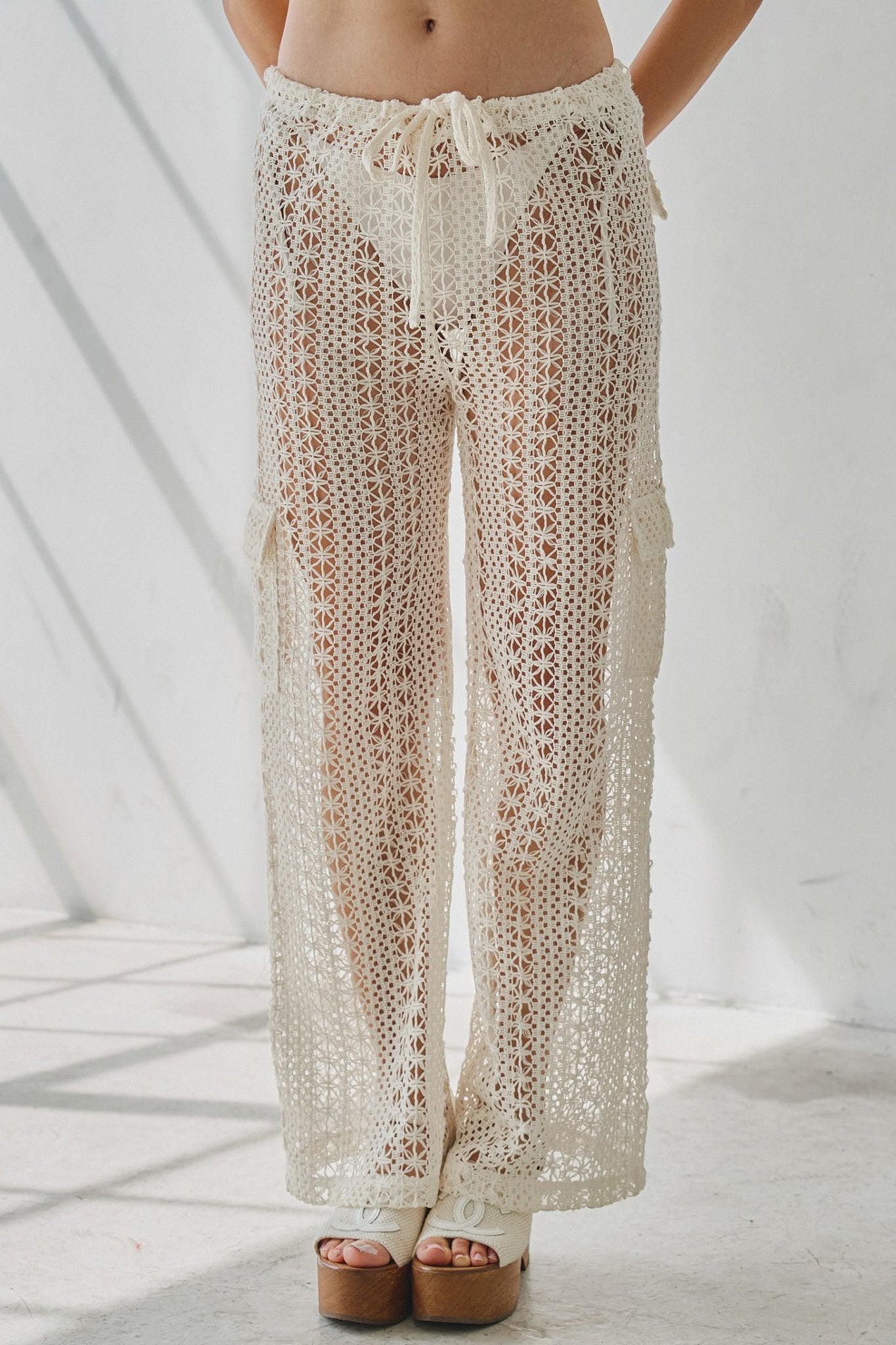Crochet Low Waisted Cargo Pants