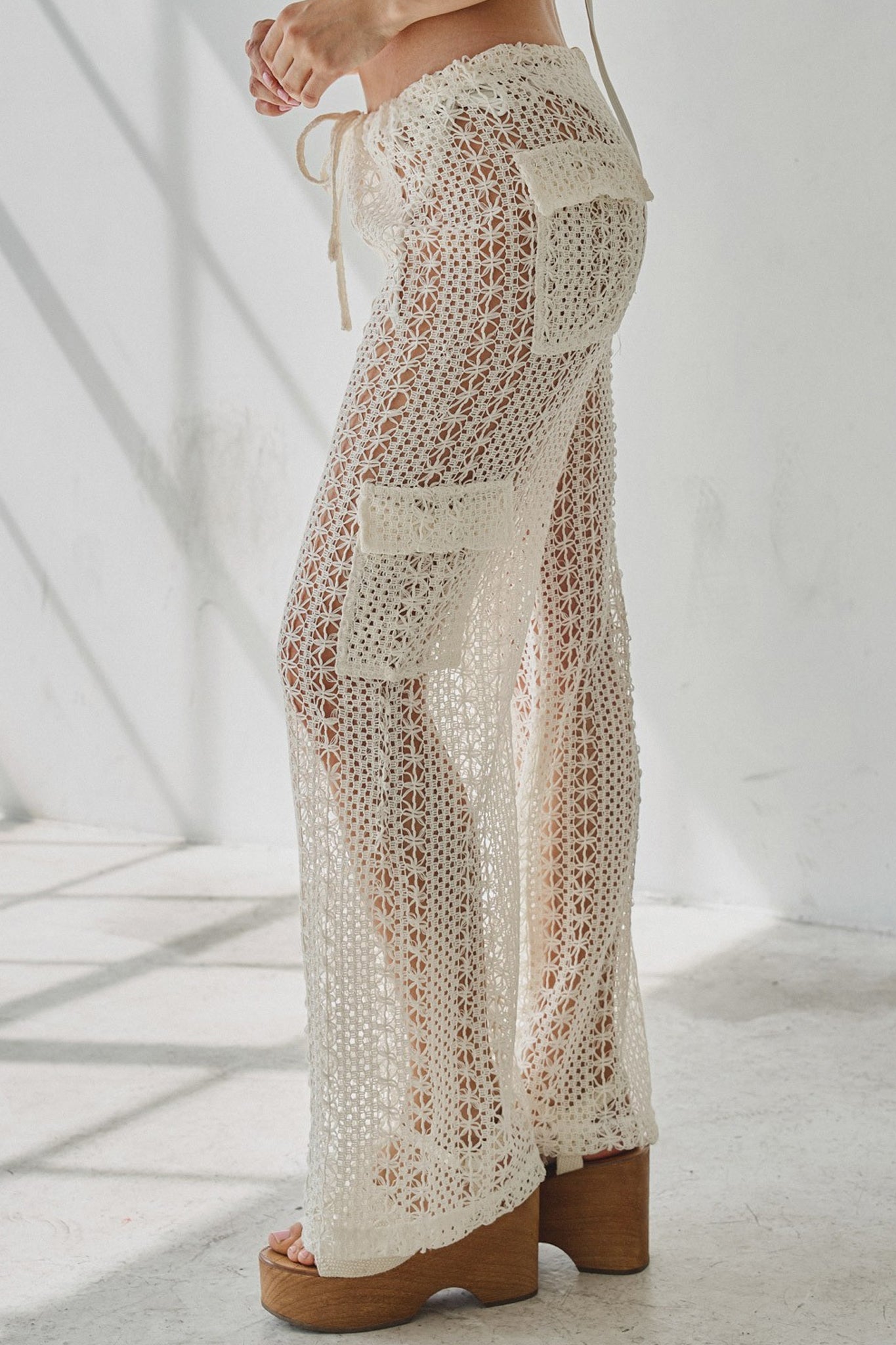 Crochet Low Waisted Cargo Pants