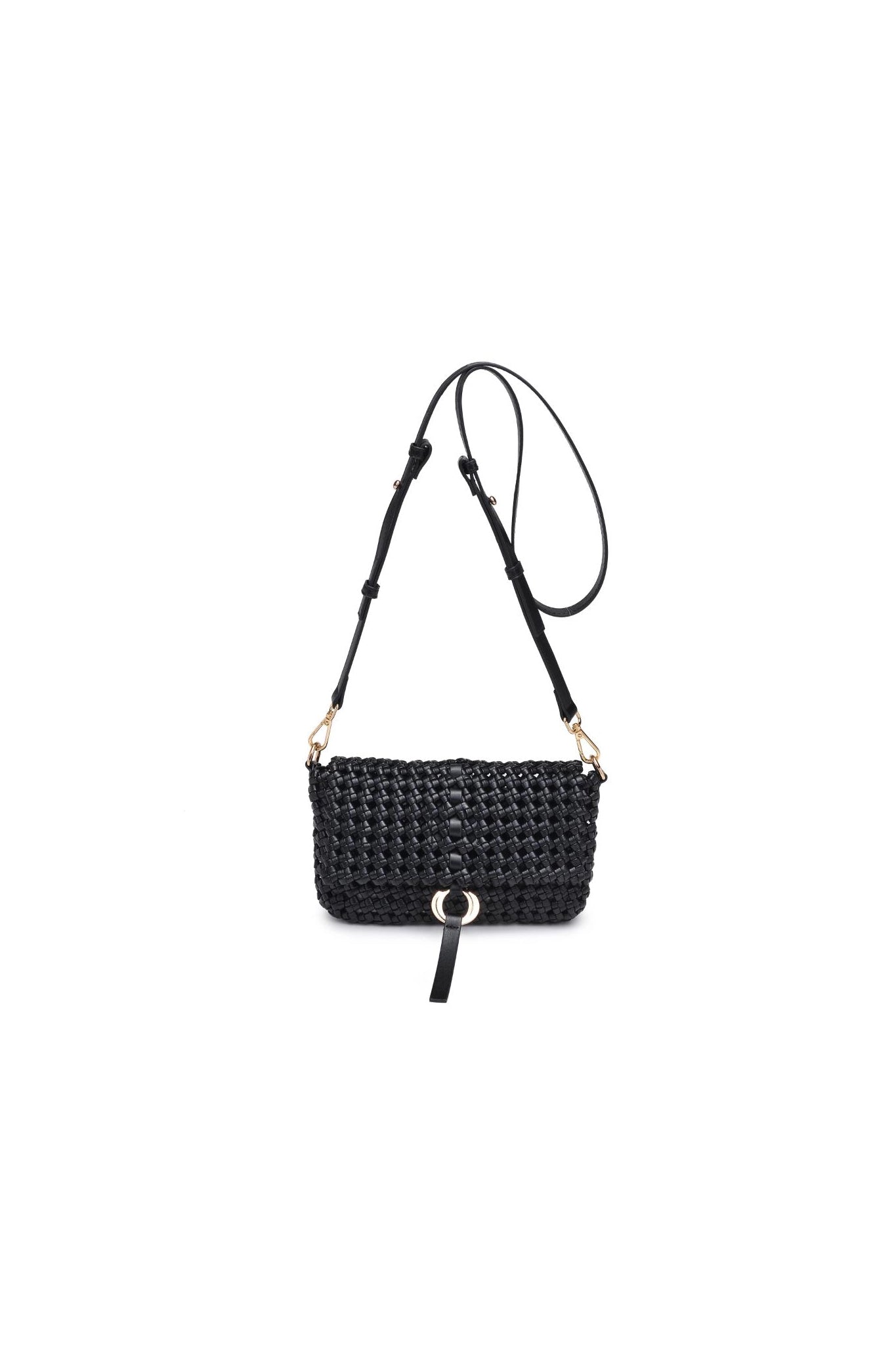 Knot Woven Crossbody in Black