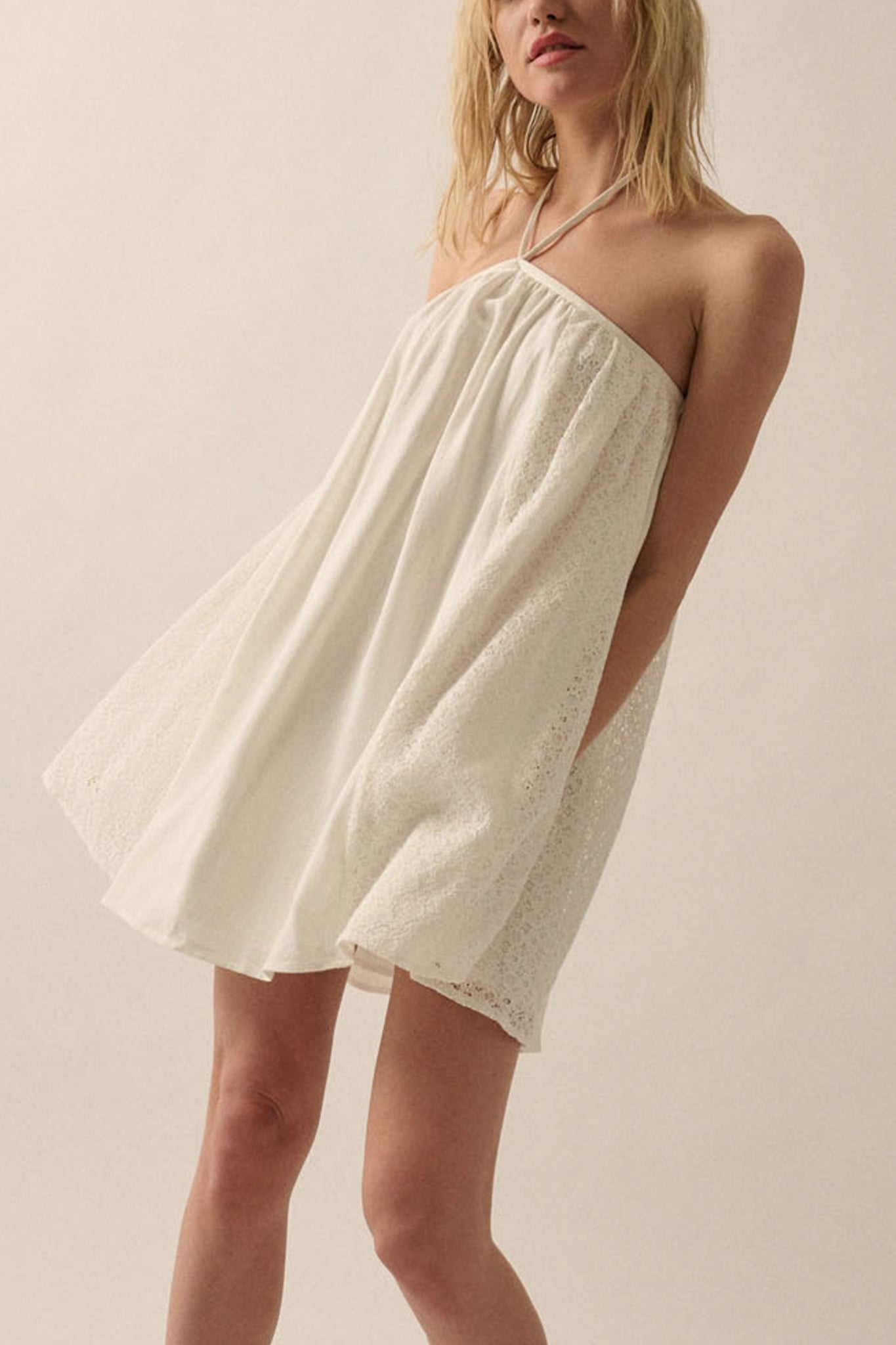 Lace Halter Mini Dress